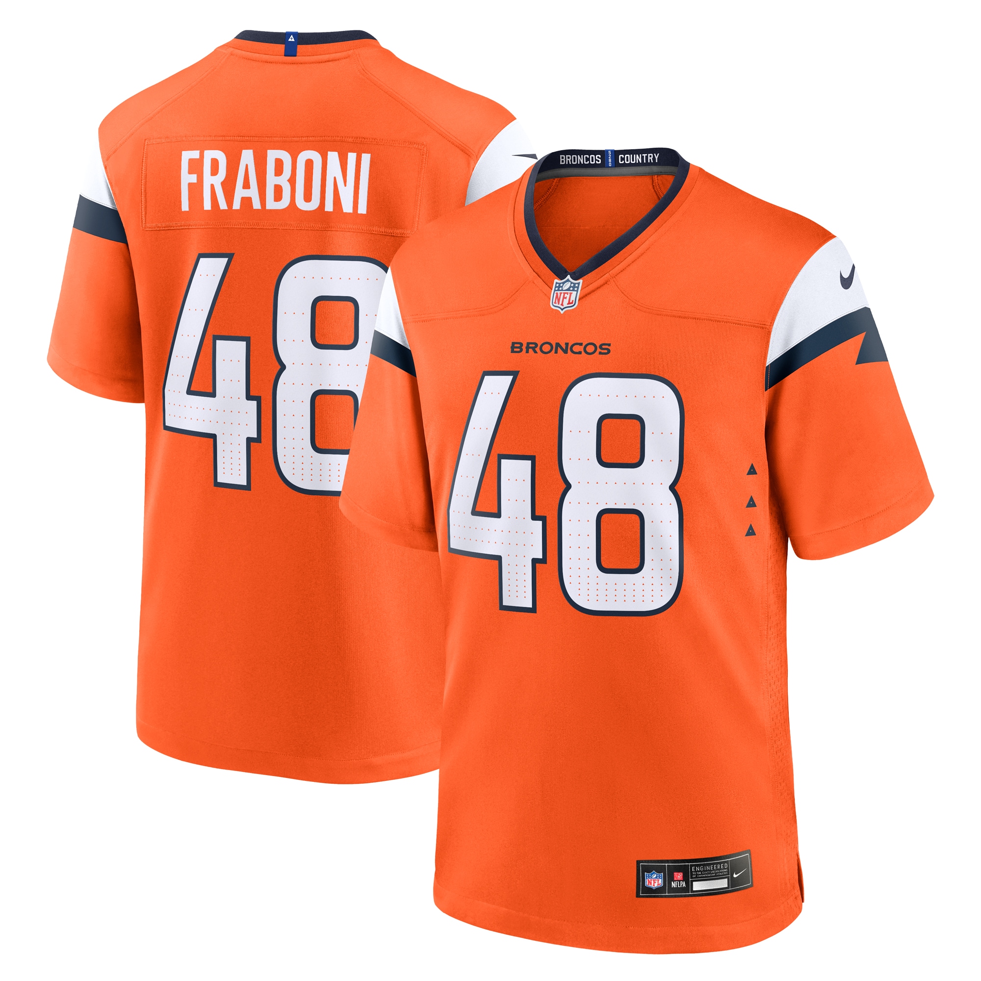 Men's Denver Broncos Mitchell Fraboni Orange Team Game Jersey Js6704