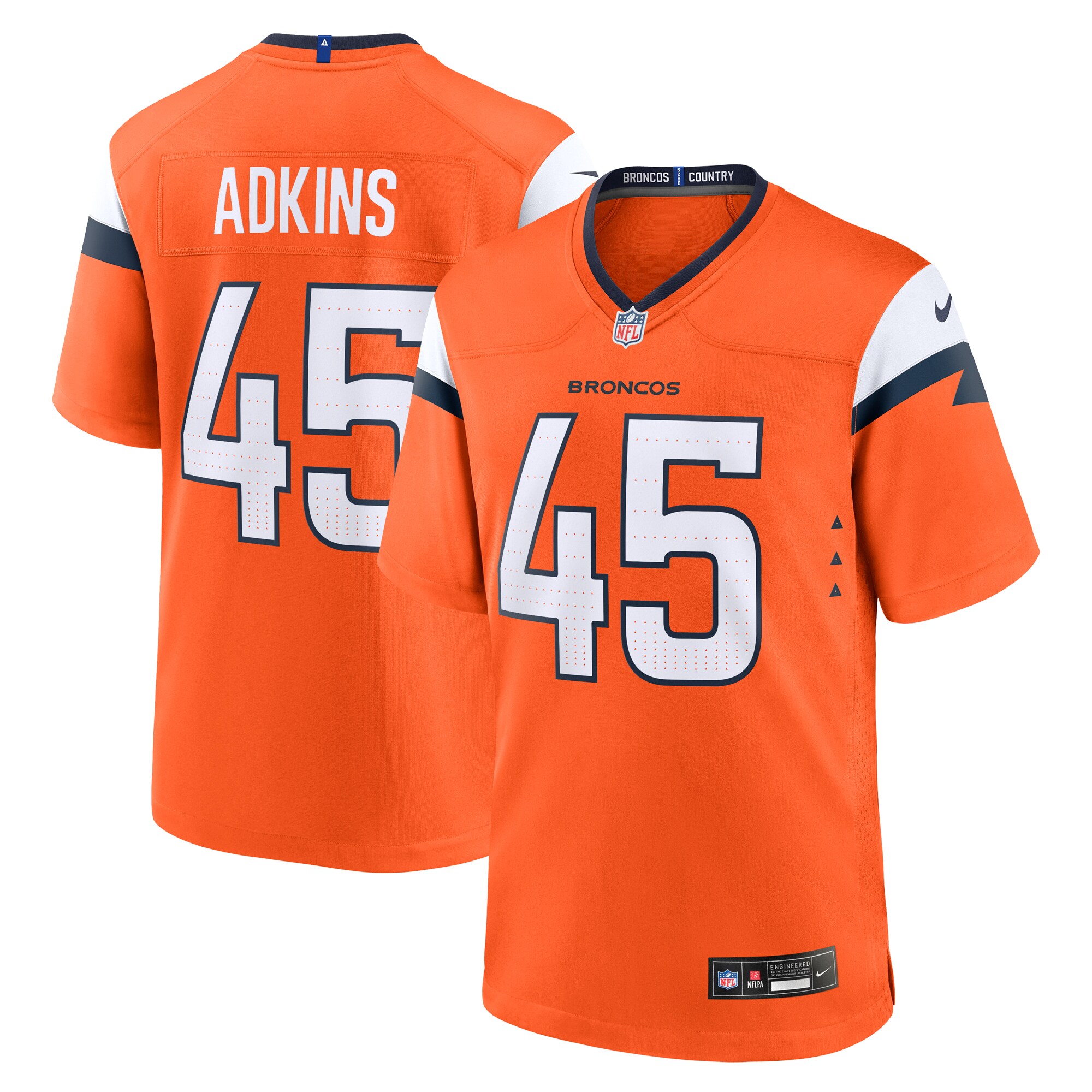 Men's Denver Broncos Nate Adkins Orange Team Game Jersey Js5393