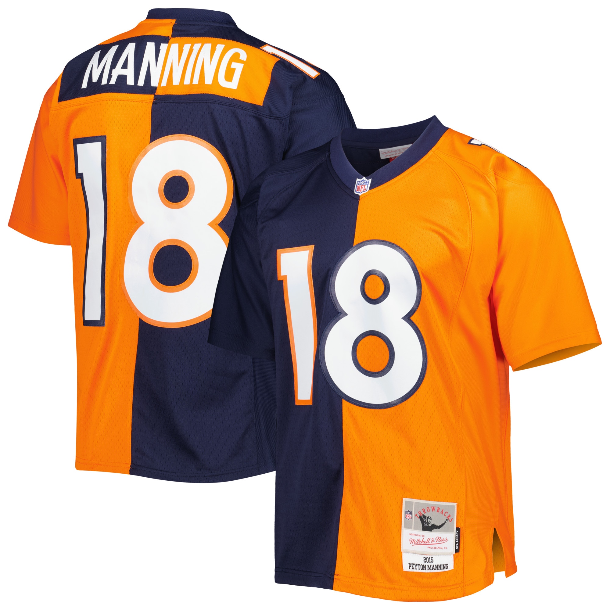 Men's Denver Broncos Peyton Manning Mitchell & Ness Navy/orange 2015 Split Legacy Jersey Js2647