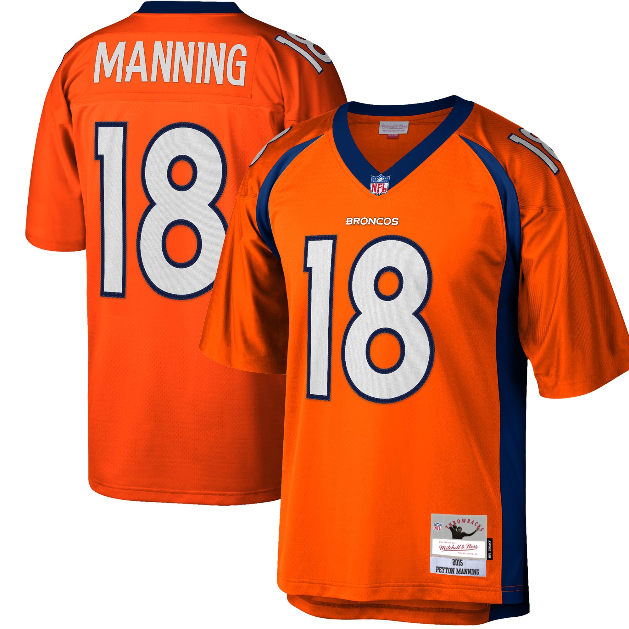Men's Denver Broncos Peyton Manning Mitchell & Ness Orange Big & Tall 2015 Retired Player Jersey Js2039