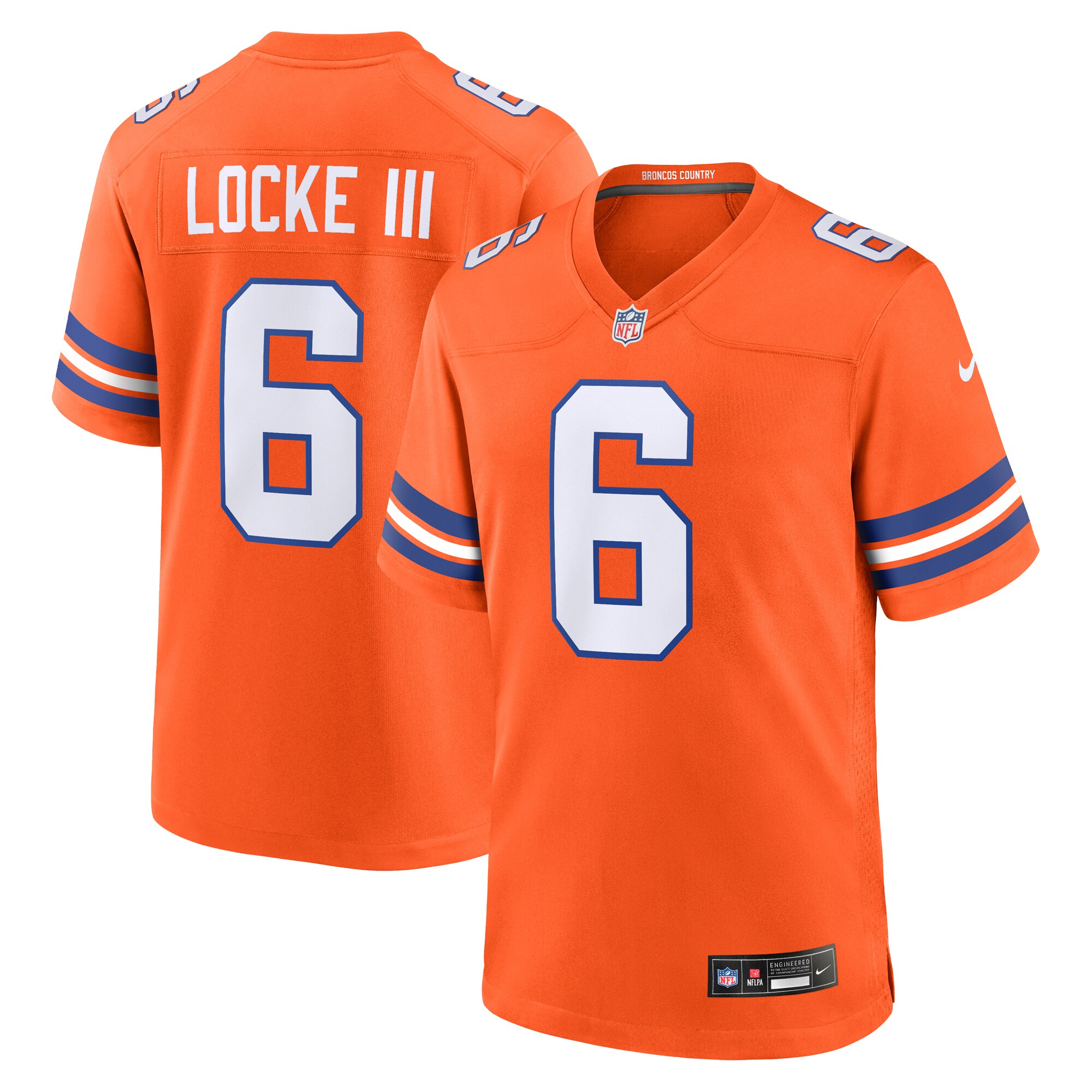 Men's Denver Broncos P.j. Locke Iii Orange Mile High Collection 1977 Throwback Player Game Jersey Js4827