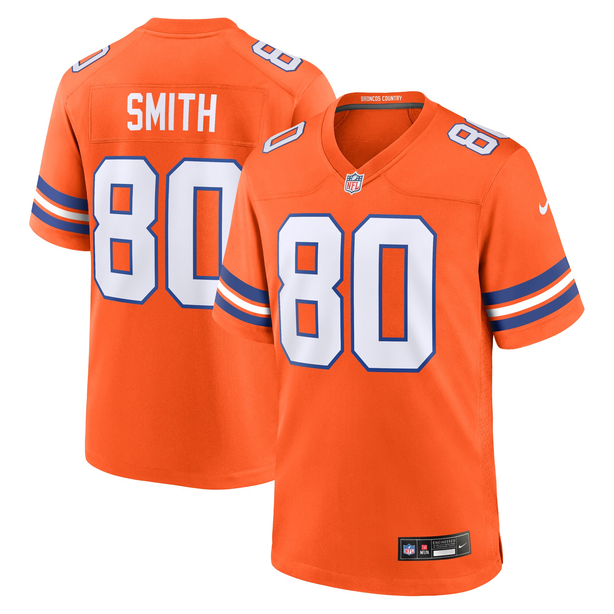 Men's Denver Broncos Rod Smith Orange Mile High Collection 1977 Throwback Retired Player Game Jersey Js8444