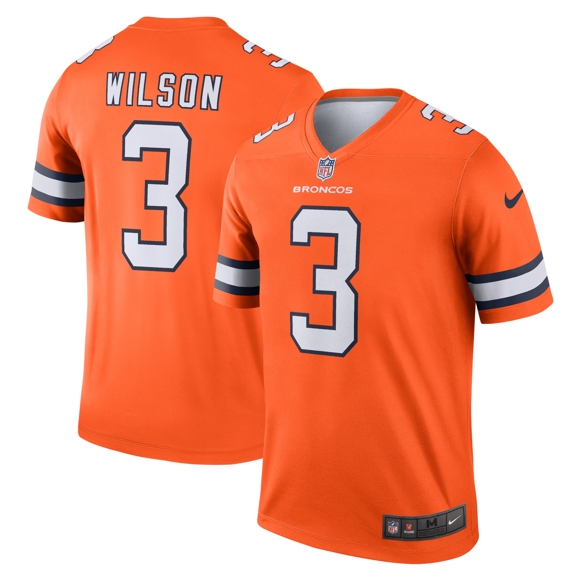Men's Denver Broncos Russell Wilson Orange Alternate Legend Player Performance Top Js1596