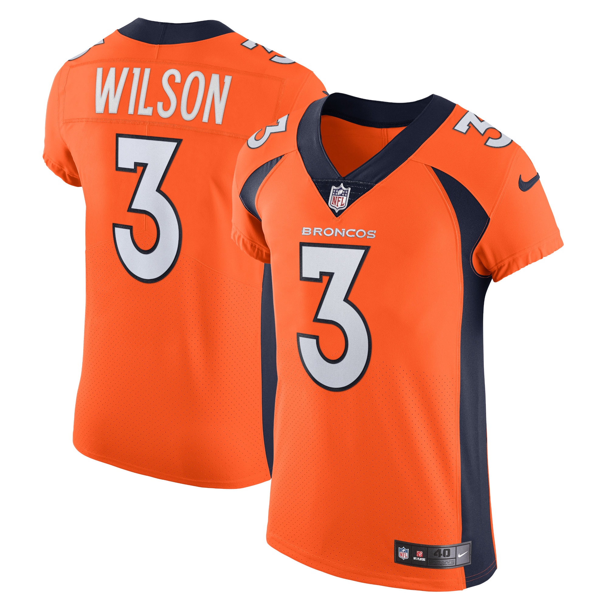 Men's Denver Broncos Russell Wilson Orange Vapor Elite Jersey Js9833