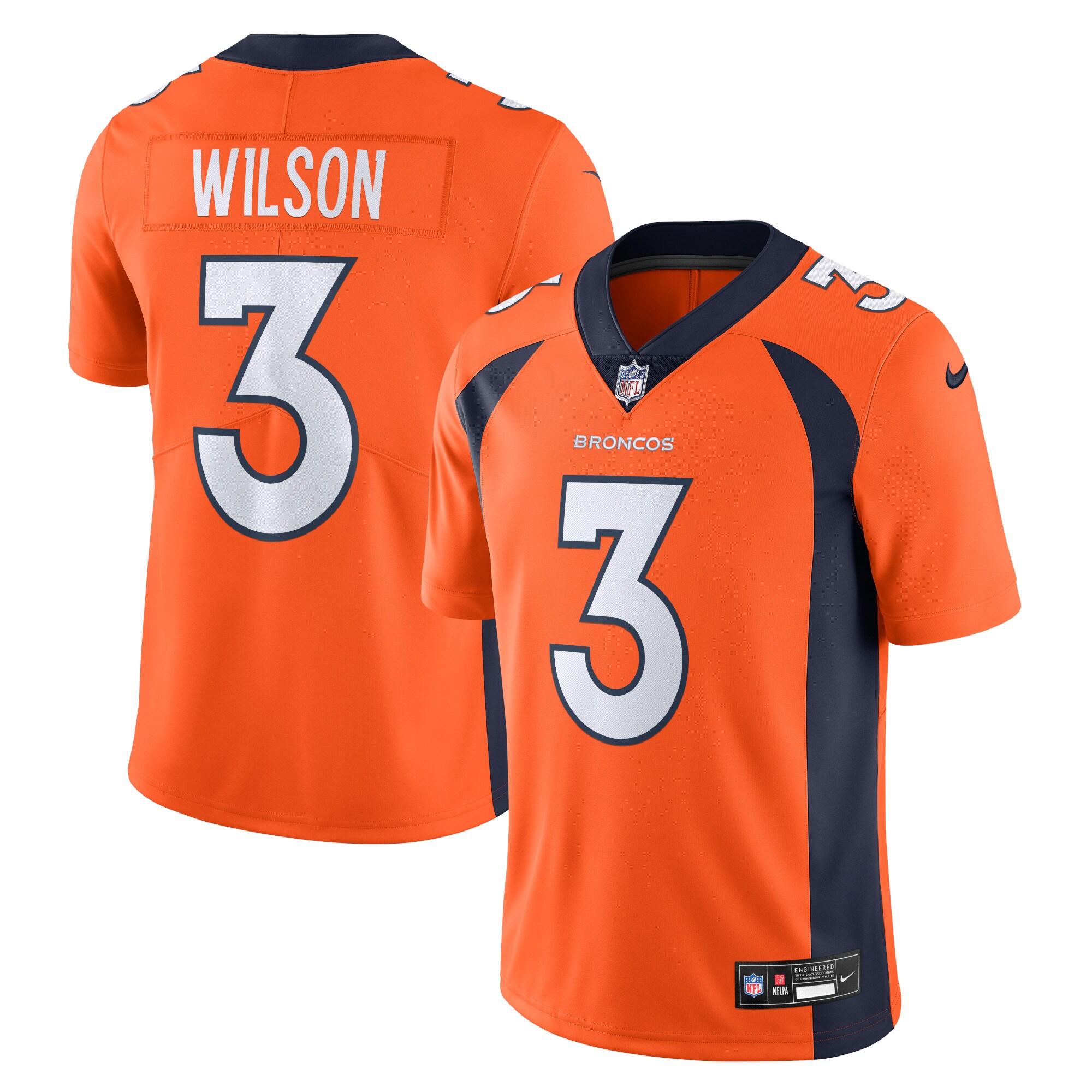 Men's Denver Broncos Russell Wilson Orange Vapor Untouchable Limited Jersey Js6456