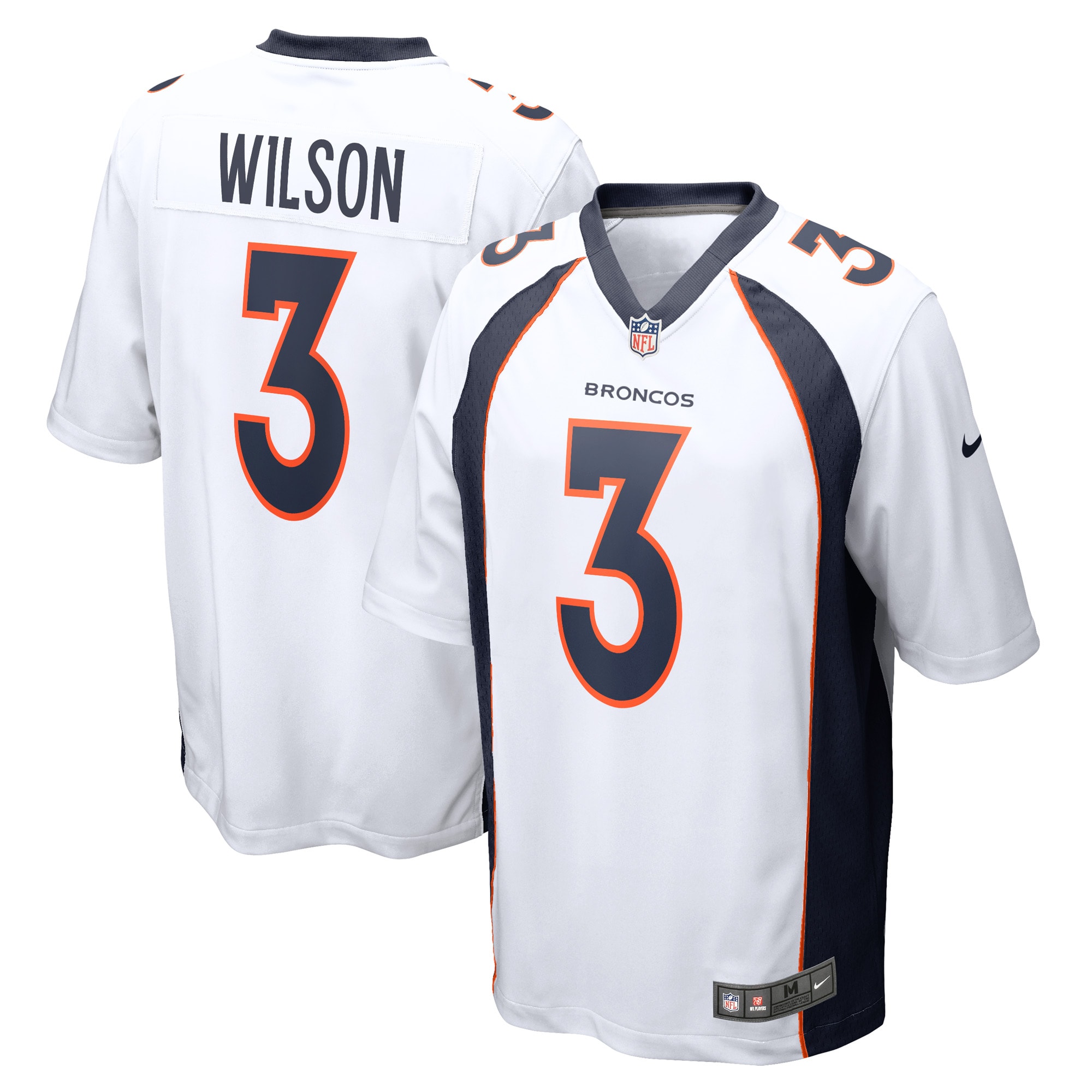 Men's Denver Broncos Russell Wilson White Game Jersey Js8622