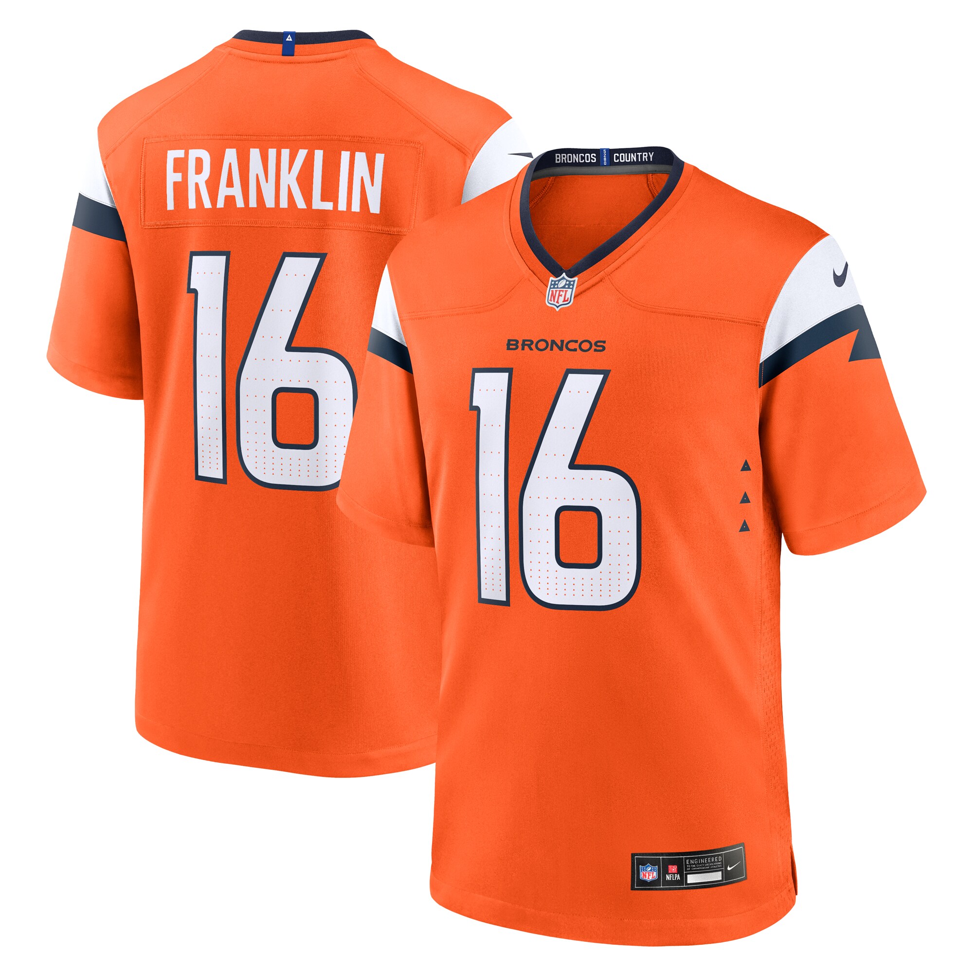 Men's Denver Broncos Troy Franklin Orange Team Game Jersey Js5273