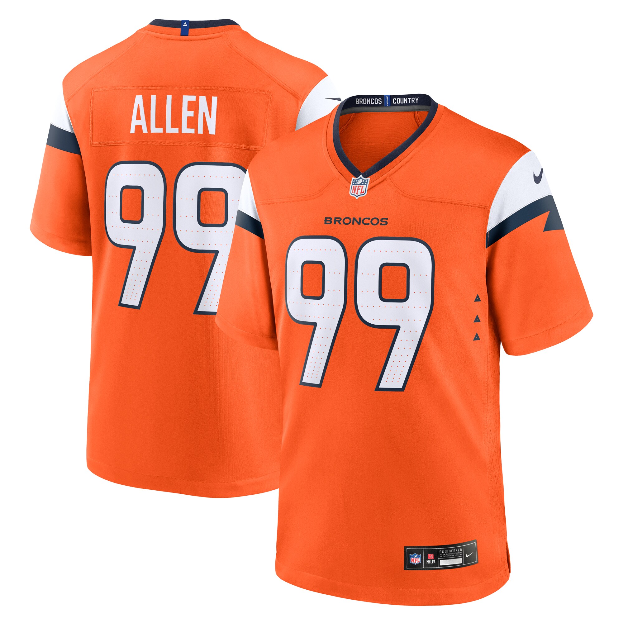 Men's Denver Broncos Zach Allen Orange Team Game Jersey Js9969