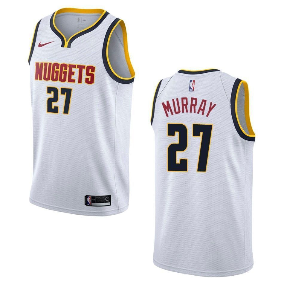 Men's Denver Nuggets 27 Jamal Murray Association Swingman Jersey - Wihte