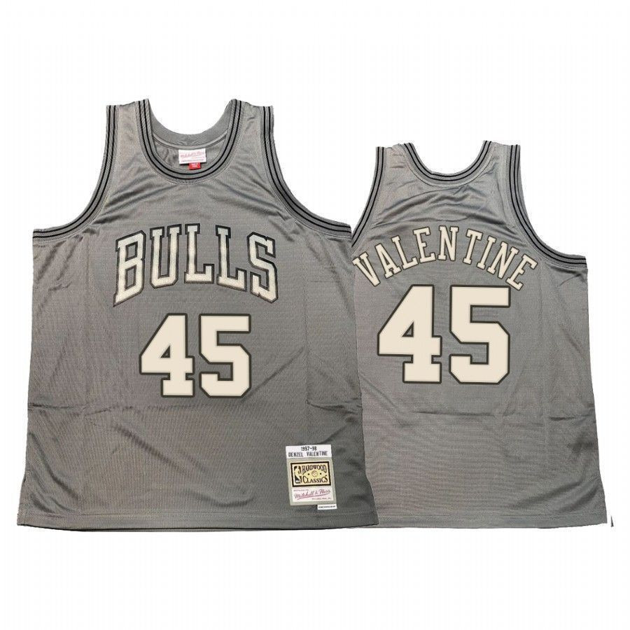 Men's Denzel Valentine 45 Chicago Bulls Hardwood Classics Jersey Gray