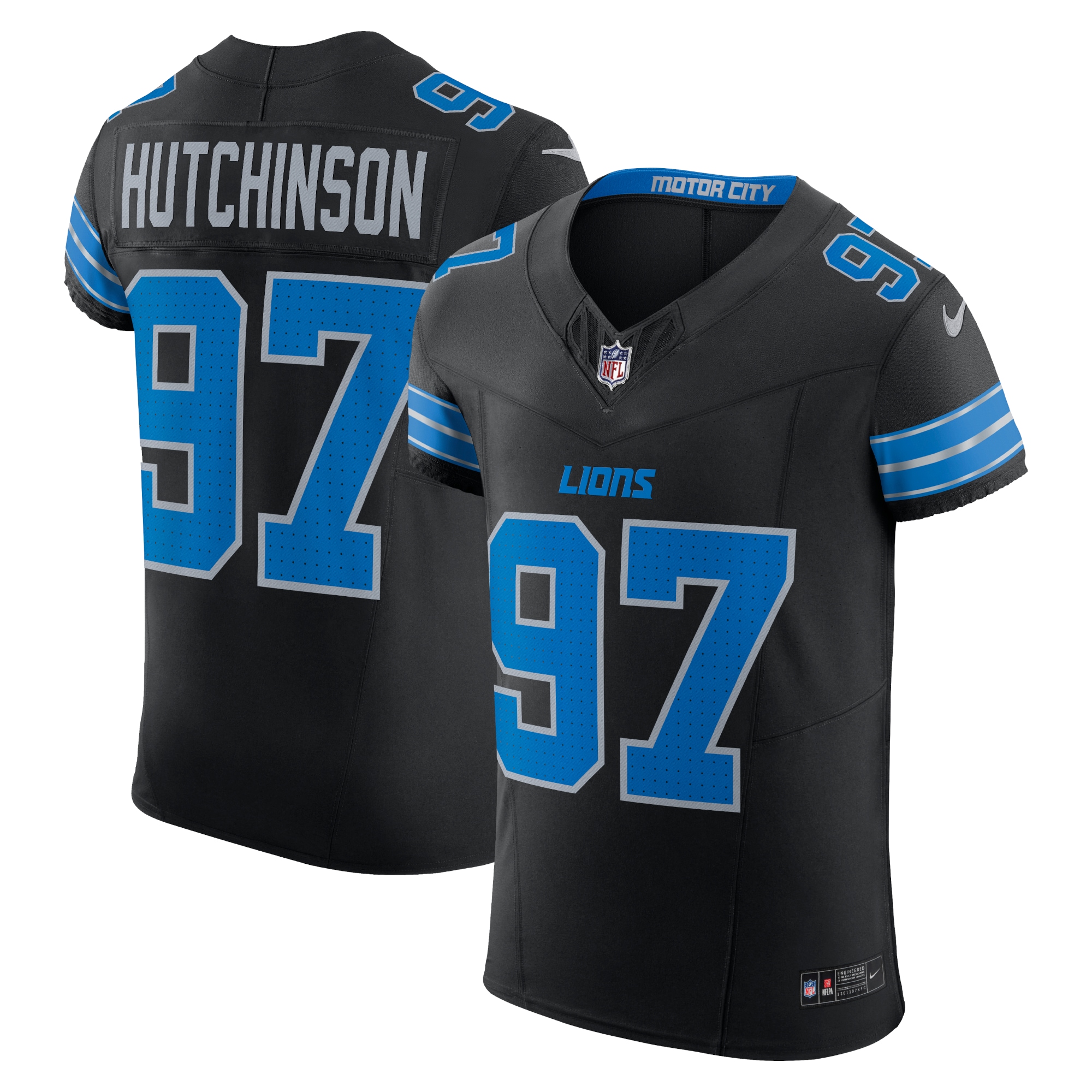 Men's Detroit Lions Aidan Hutchinson Black Alternate Vapor F.u.s.e. Elite Jersey Js3150
