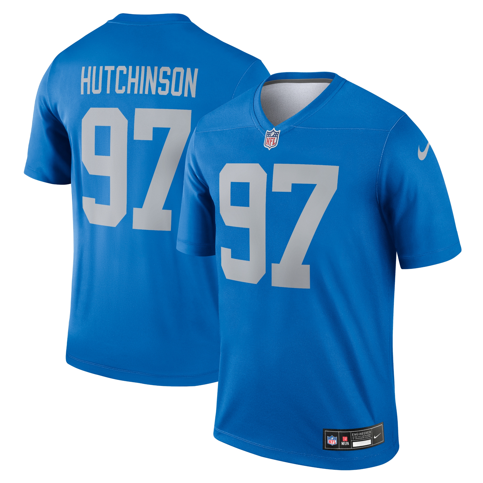 Men's Detroit Lions Aidan Hutchinson Blue Alternate Legend Player Performance Top Js9050