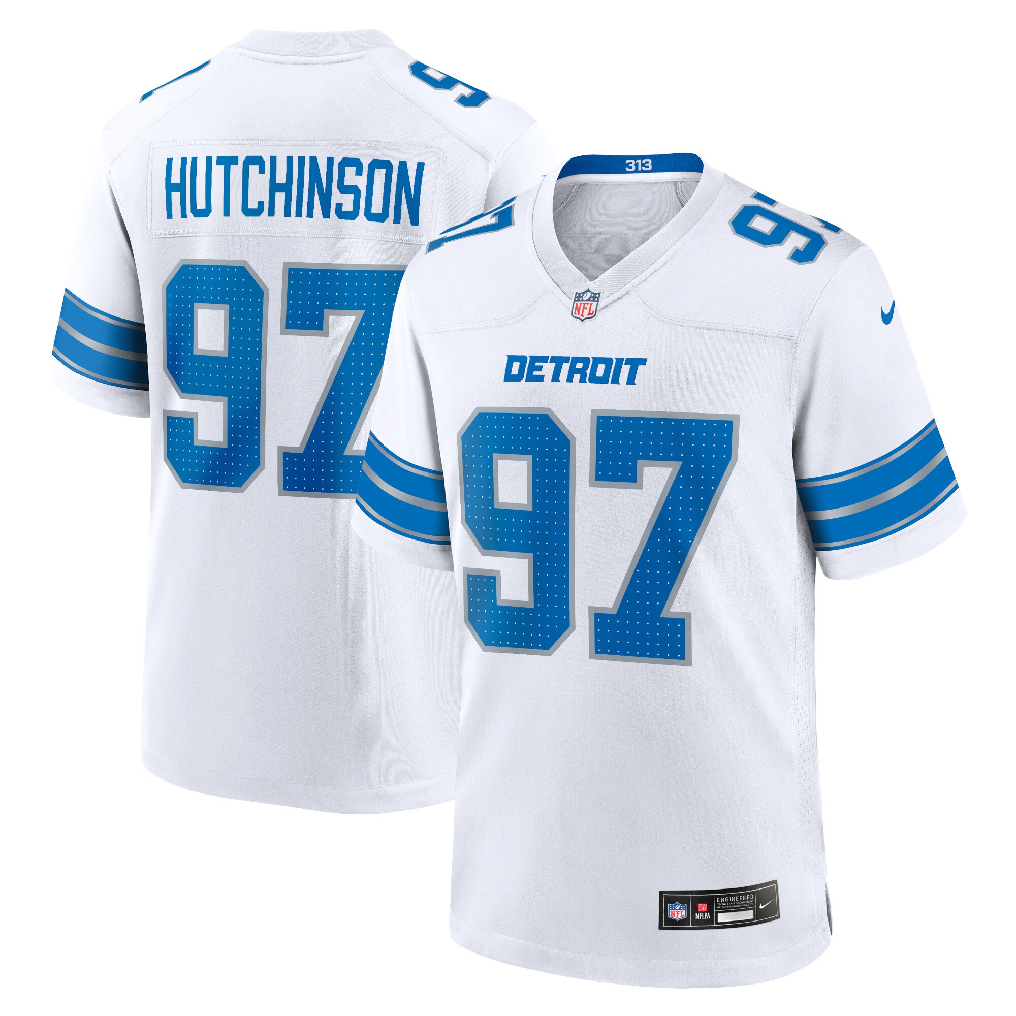 Men's Detroit Lions Aidan Hutchinson White Game Jersey Js2059