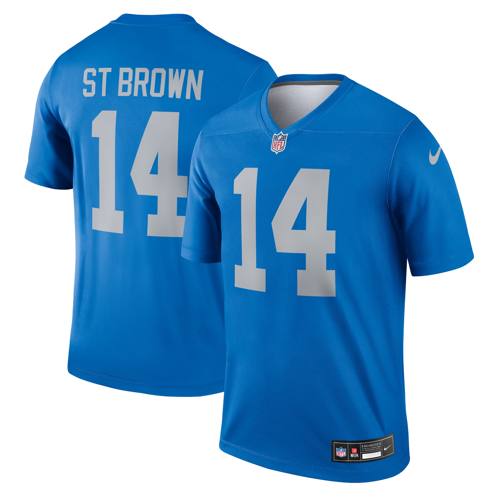 Men's Detroit Lions Amon-ra St. Brown Blue Alternate Legend Player Performance Top Js7684