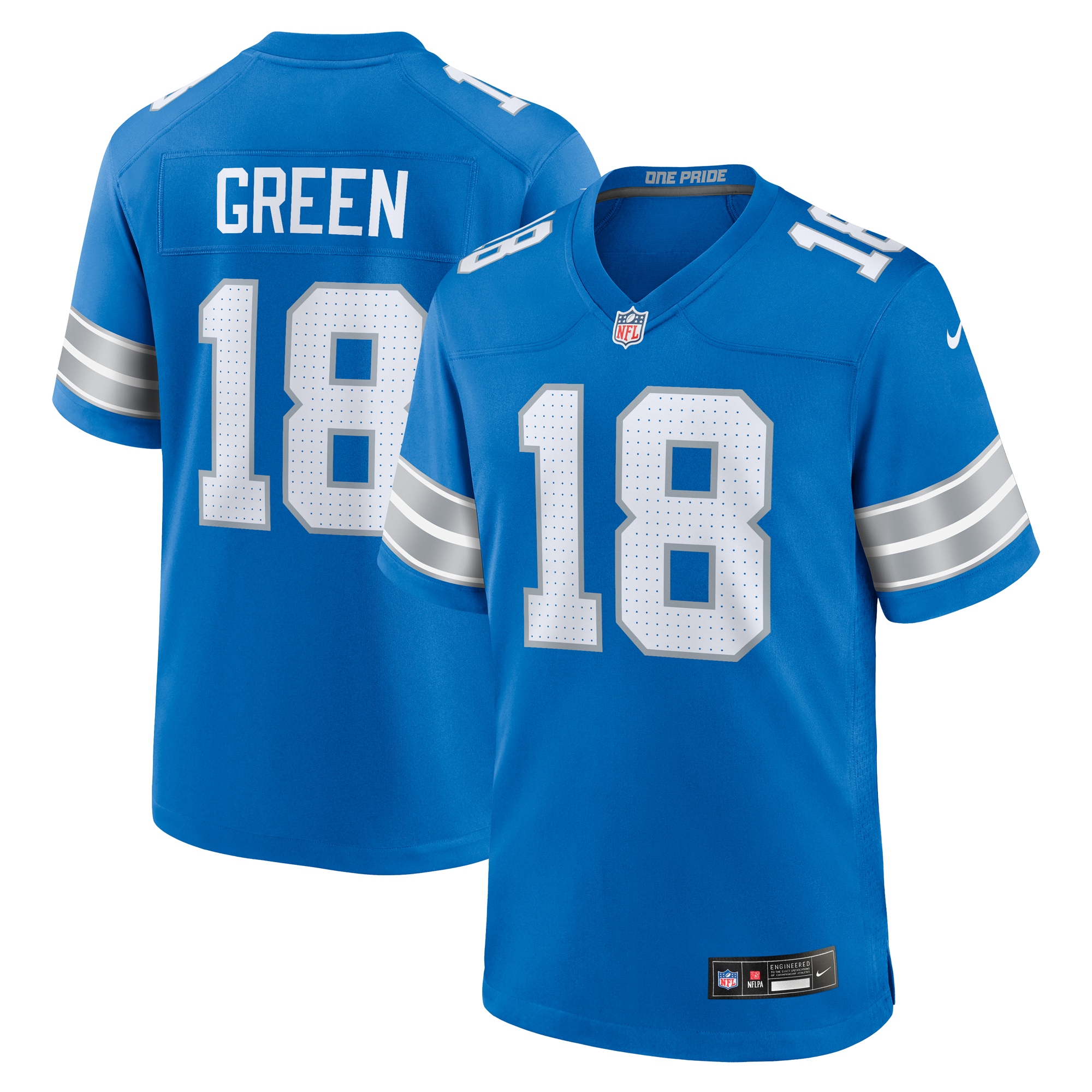 Men's Detroit Lions Antoine Green Blue Team Game Jersey Js2898