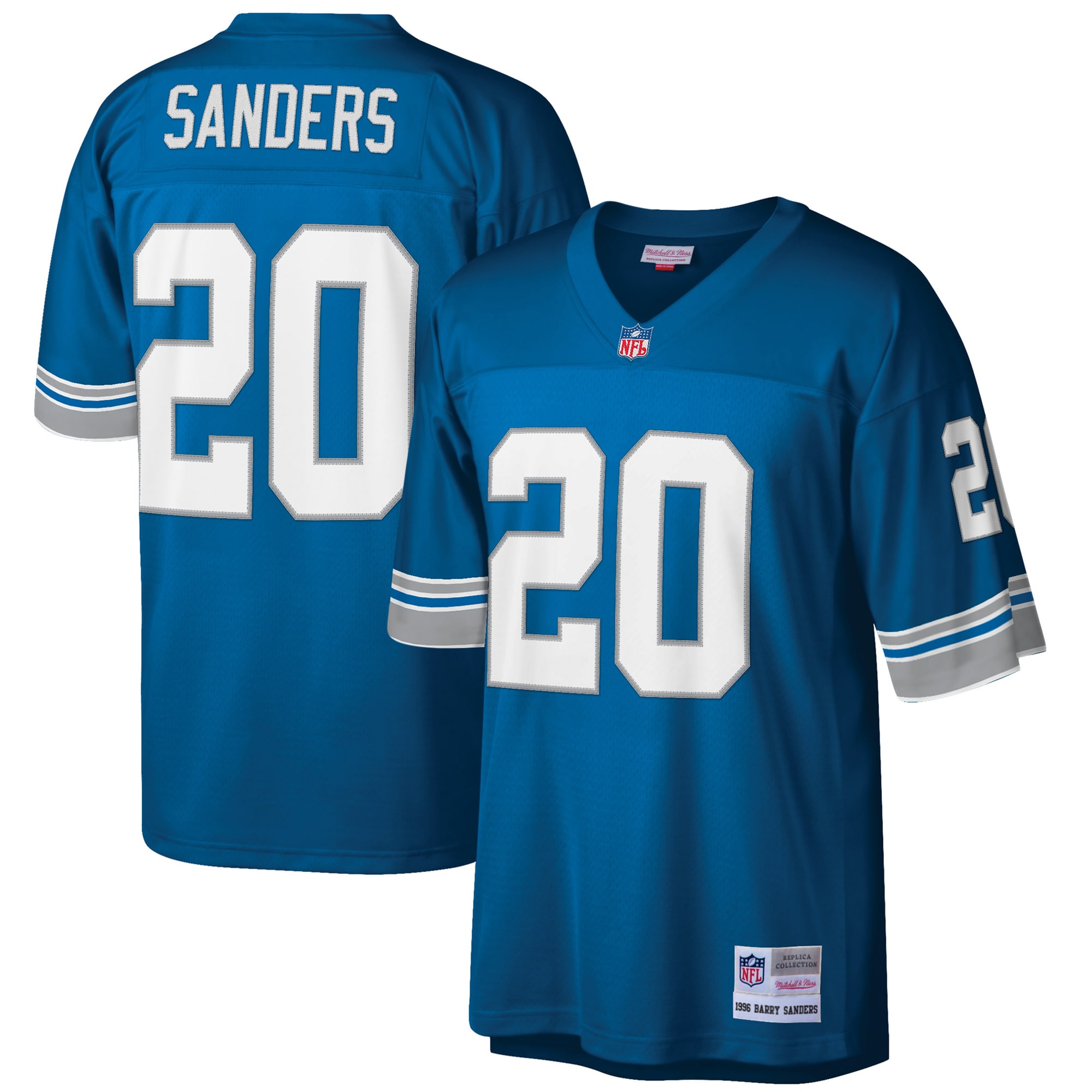 Men's Detroit Lions Barry Sanders Mitchell & Ness Blue Big & Tall 1996 Retired Player Jersey Js6616