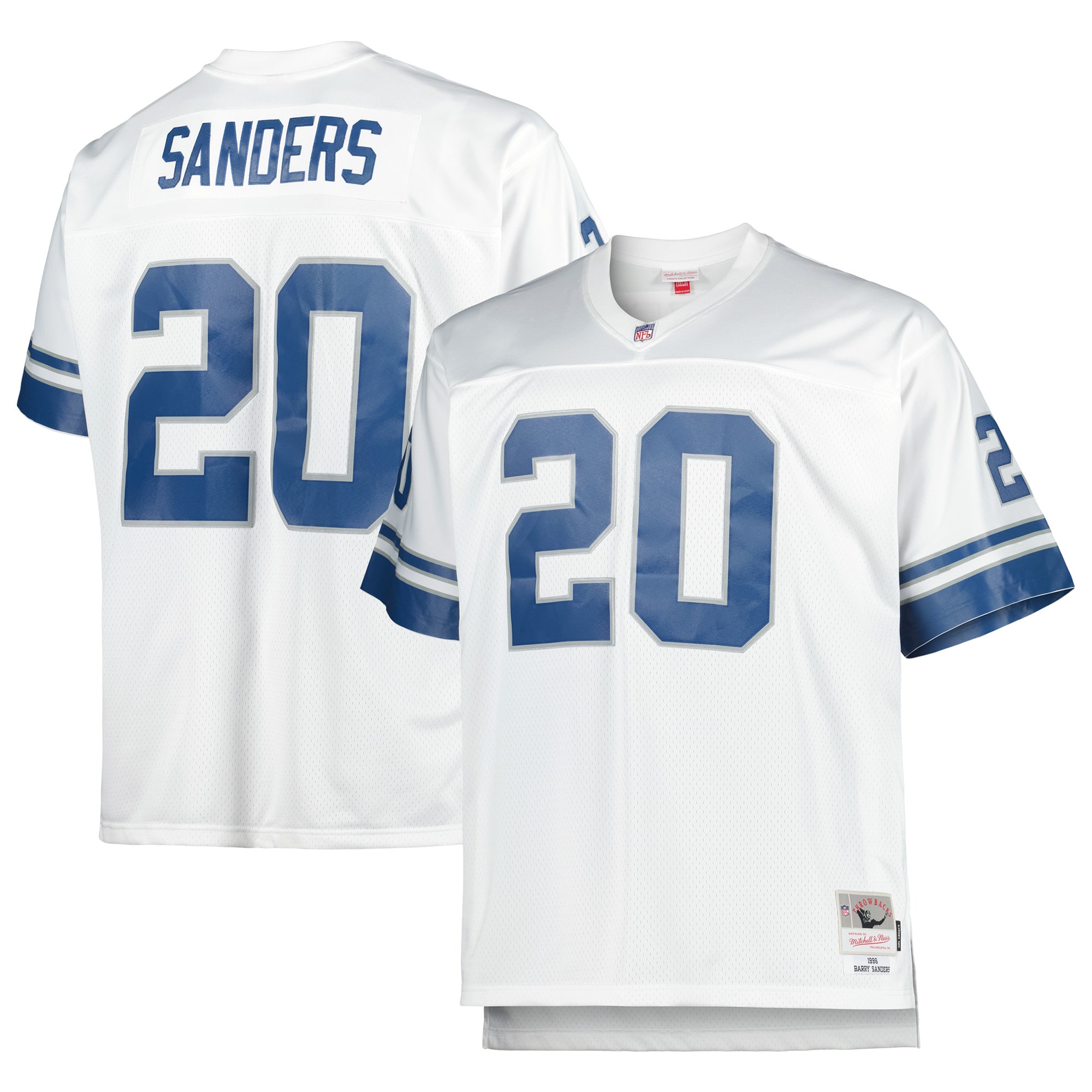 Men's Detroit Lions Barry Sanders Mitchell & Ness White Big & Tall 1996 Retired Player Jersey Js1818