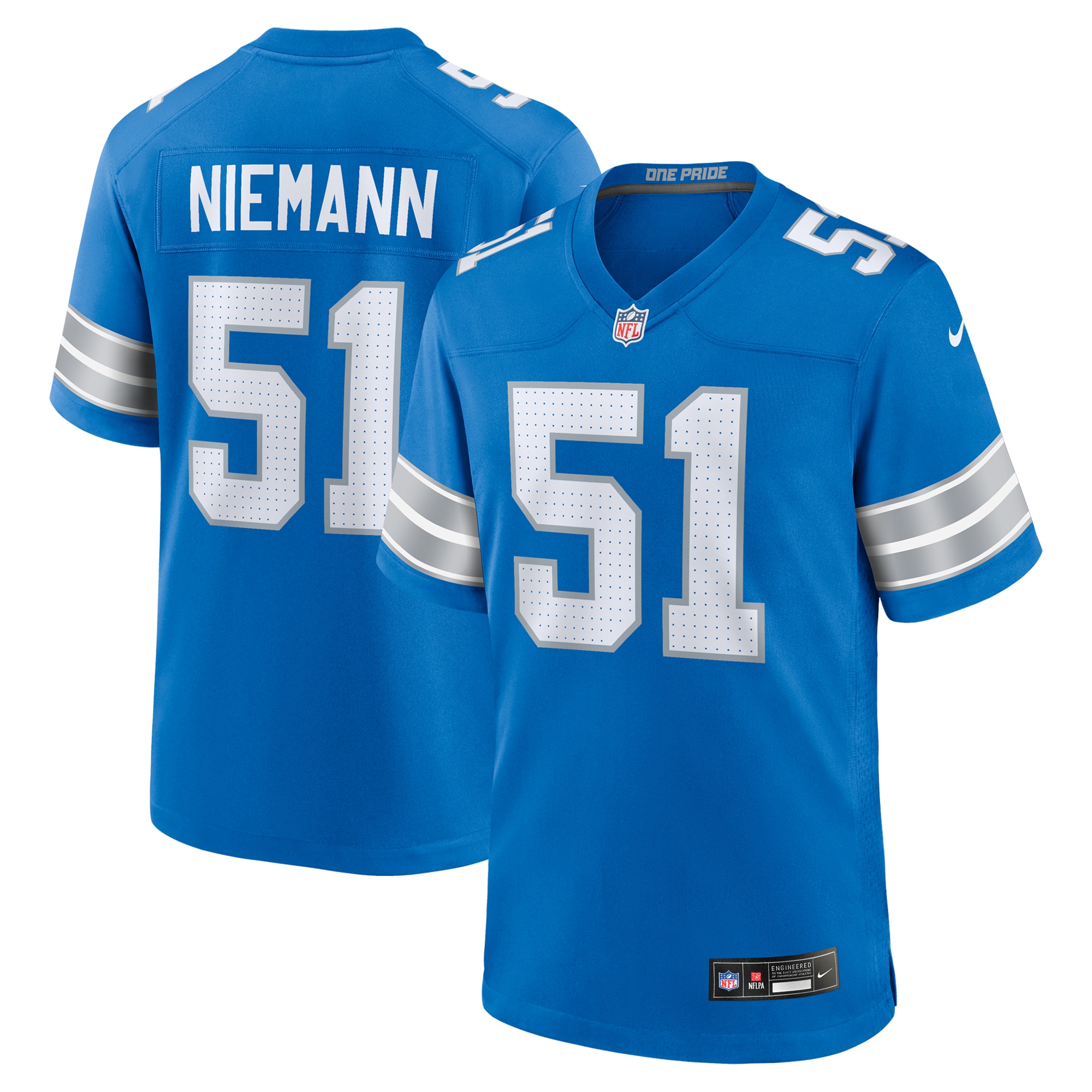 Men's Detroit Lions Ben Niemann Blue Team Game Jersey Js1418