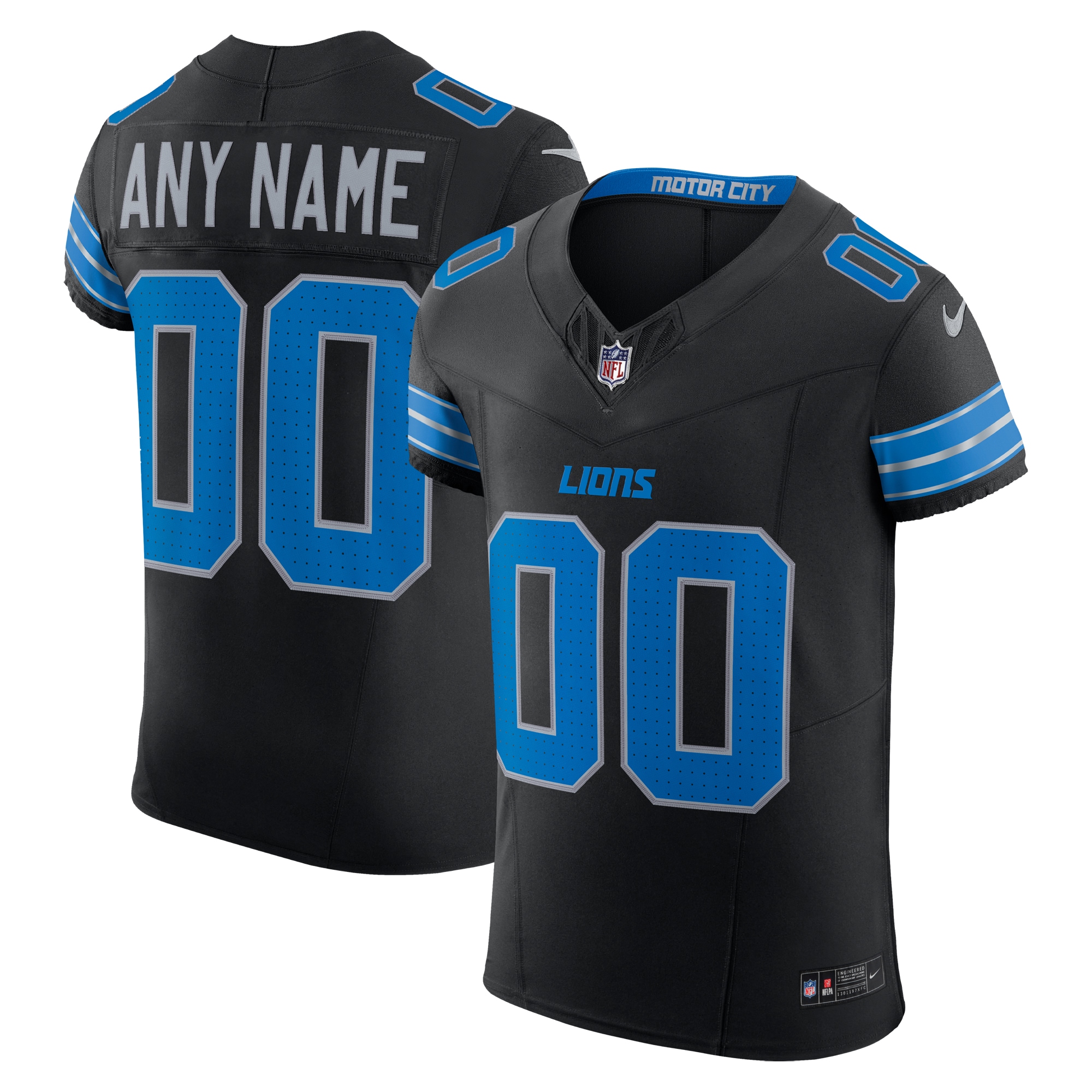Men's Detroit Lions Black Alternate Vapor F.u.s.e. Elite Custom Jersey Js9489