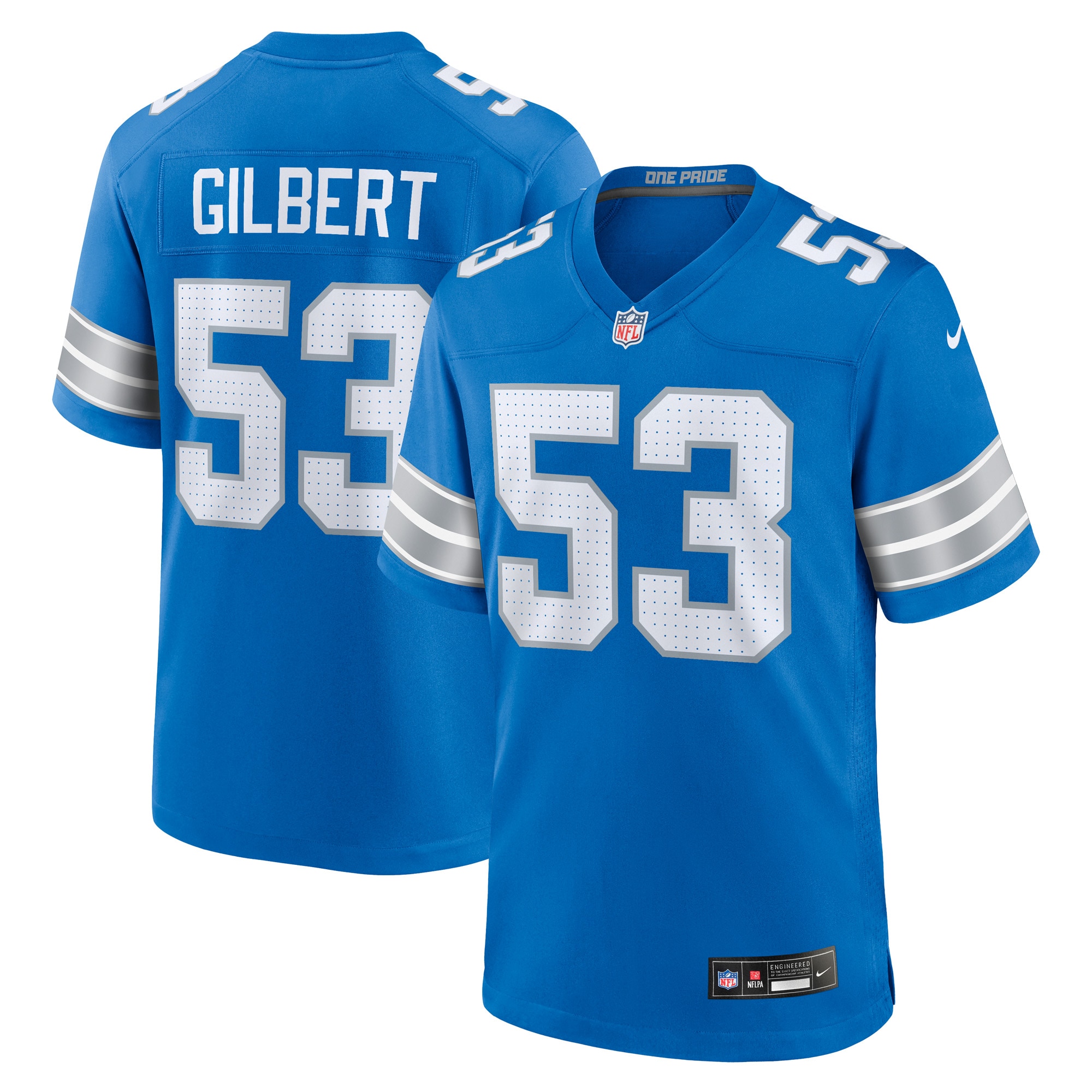 Men's Detroit Lions Daron Gilbert Blue Game Jersey Js7605