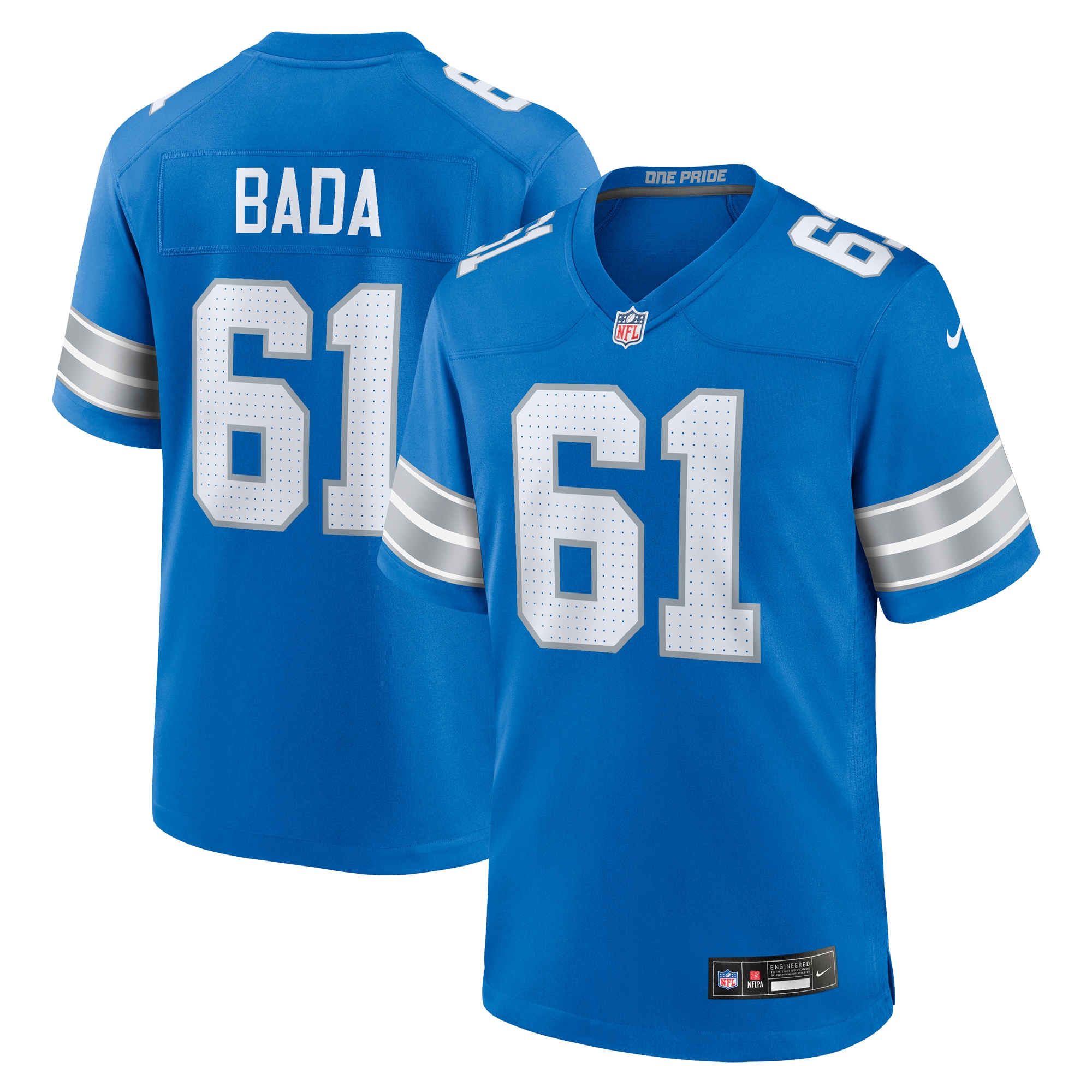 Men's Detroit Lions David Bada Blue Team Game Jersey Js3716