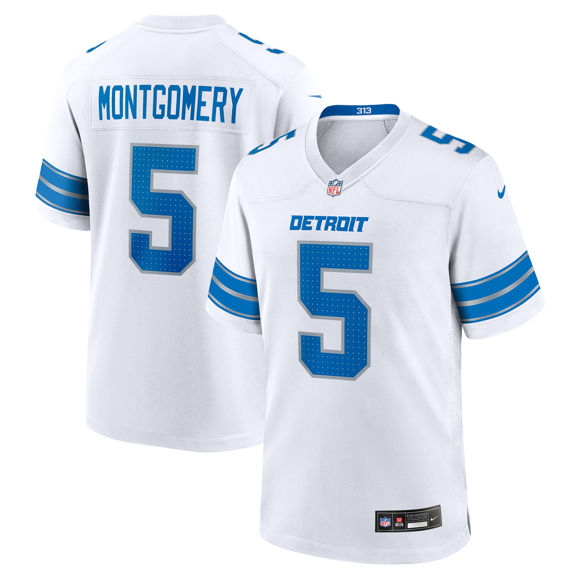 Men's Detroit Lions David Montgomery White Game Jersey Js3414