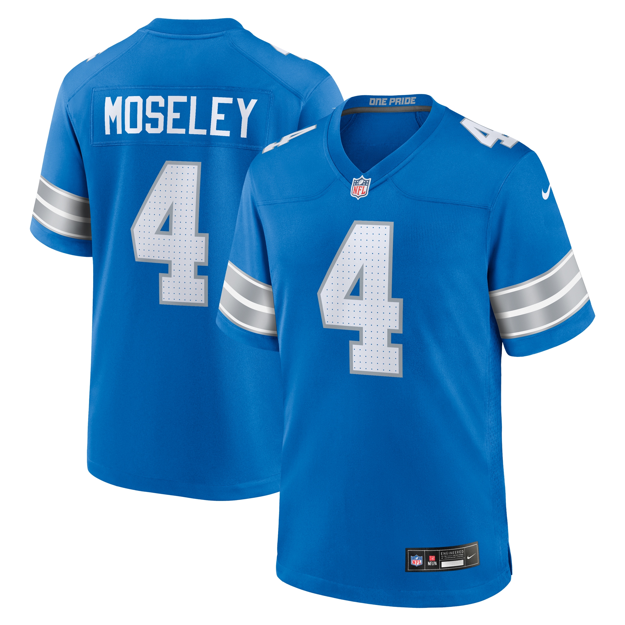 Men's Detroit Lions Emmanuel Moseley Blue Team Game Jersey Js1565