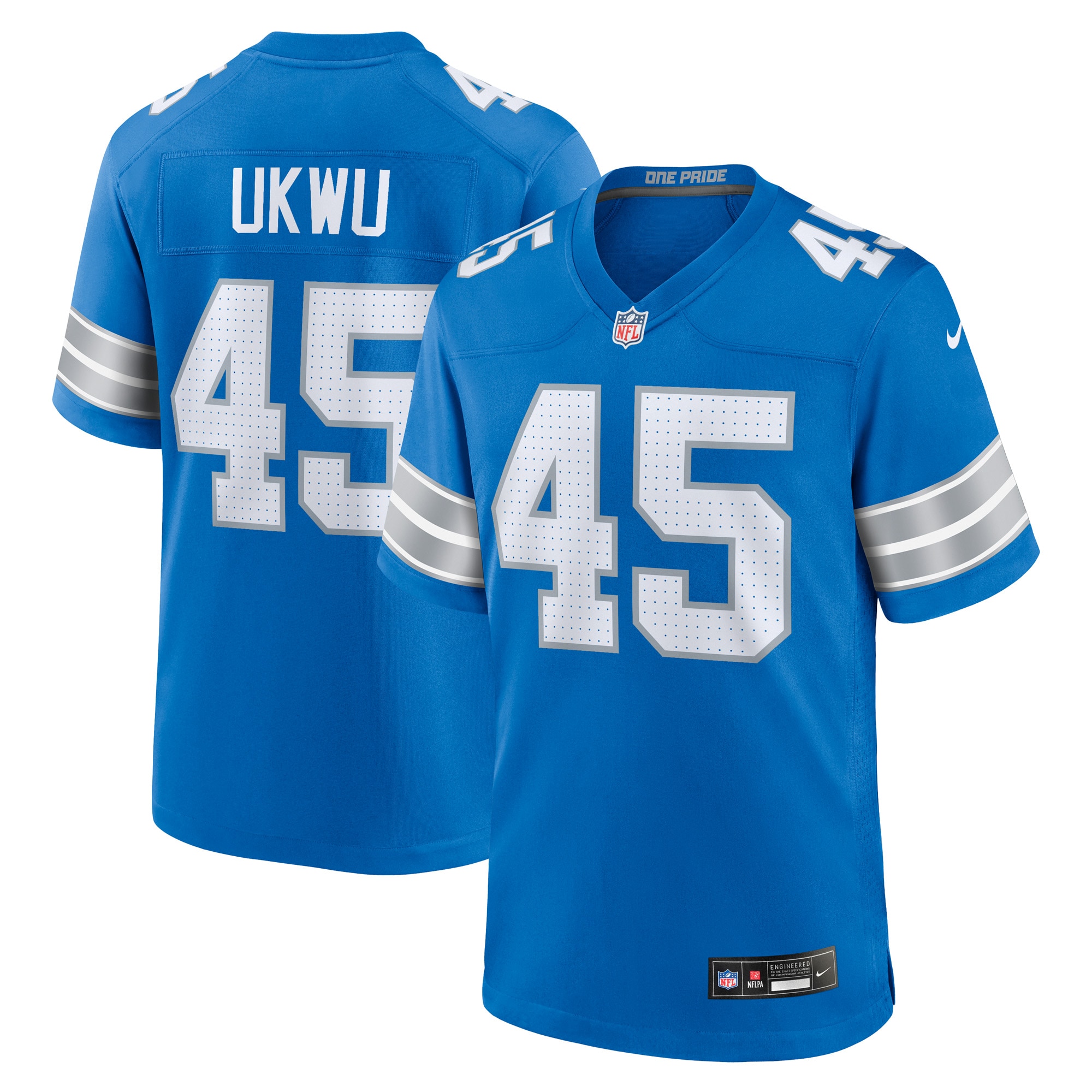 Men's Detroit Lions Isaac Ukwu Blue Game Jersey Js6939