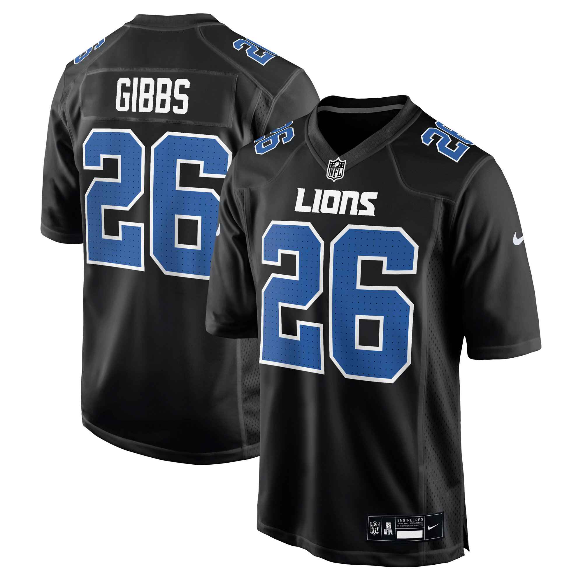 Men's Detroit Lions Jahmyr Gibbs Carbon Black Fashion Jersey Js6519