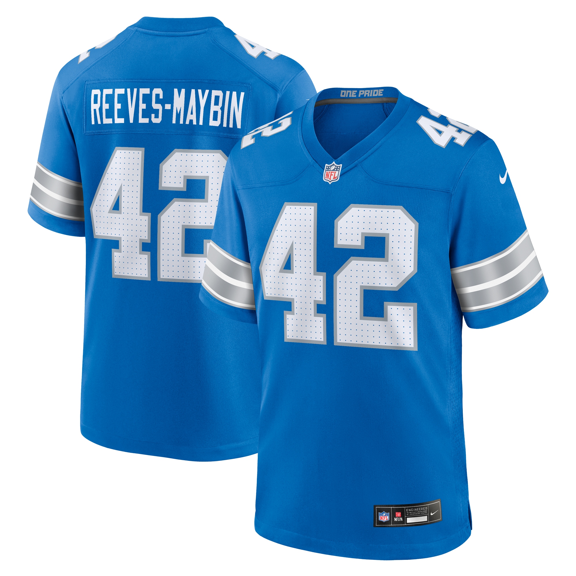 Men's Detroit Lions Jalen Reeves-maybin Blue Team Game Jersey Js5883