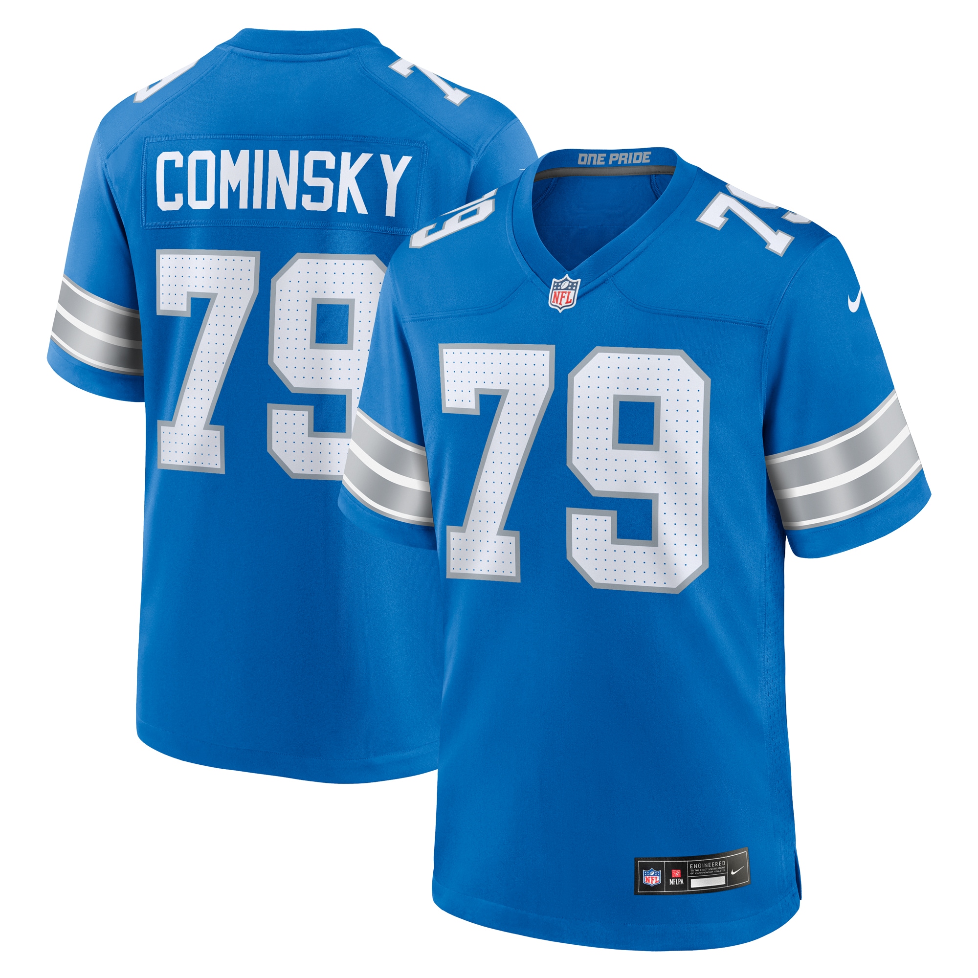 Men's Detroit Lions John Cominsky Blue Team Game Jersey Js7916