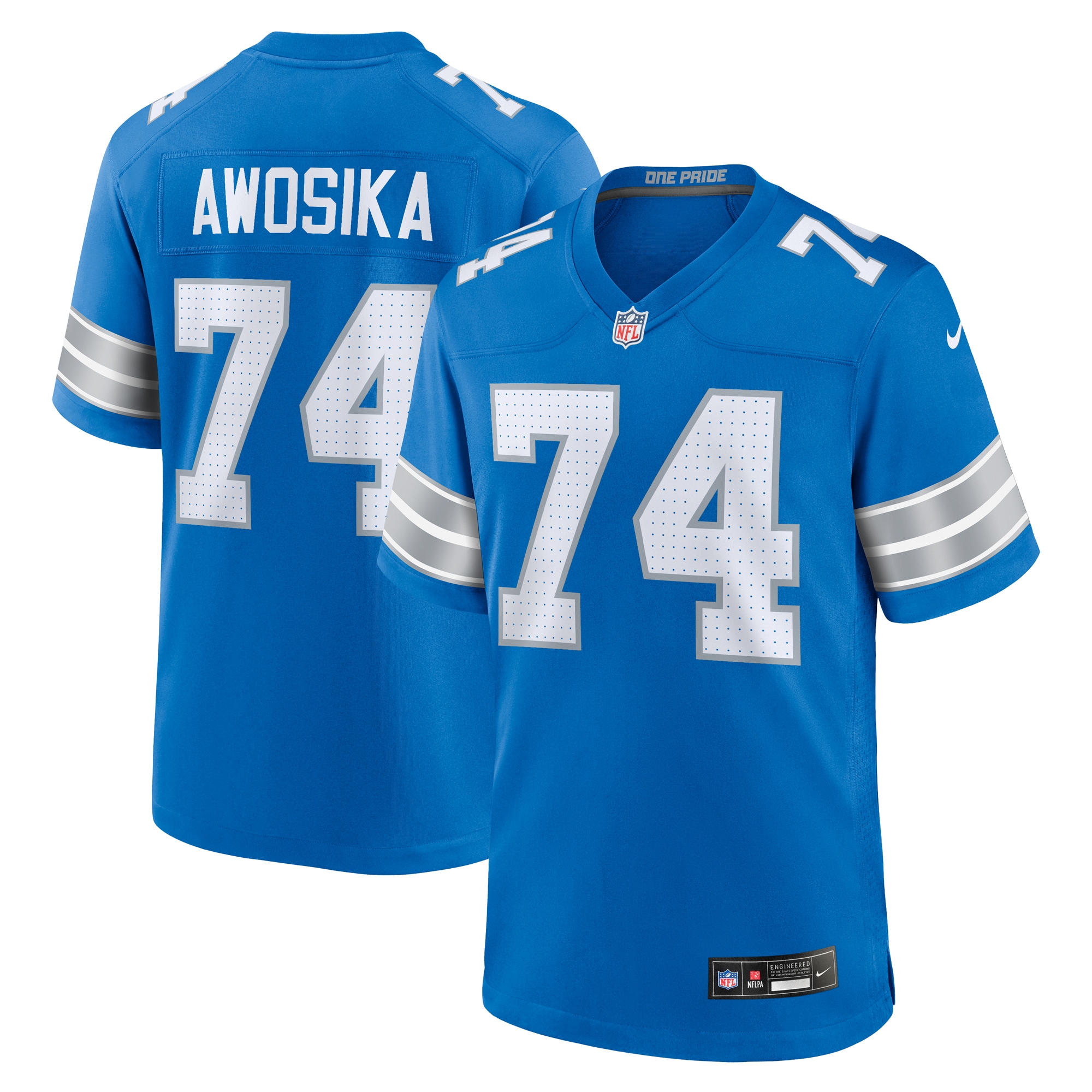 Men's Detroit Lions Kayode Awosika Blue Team Game Jersey Js6540