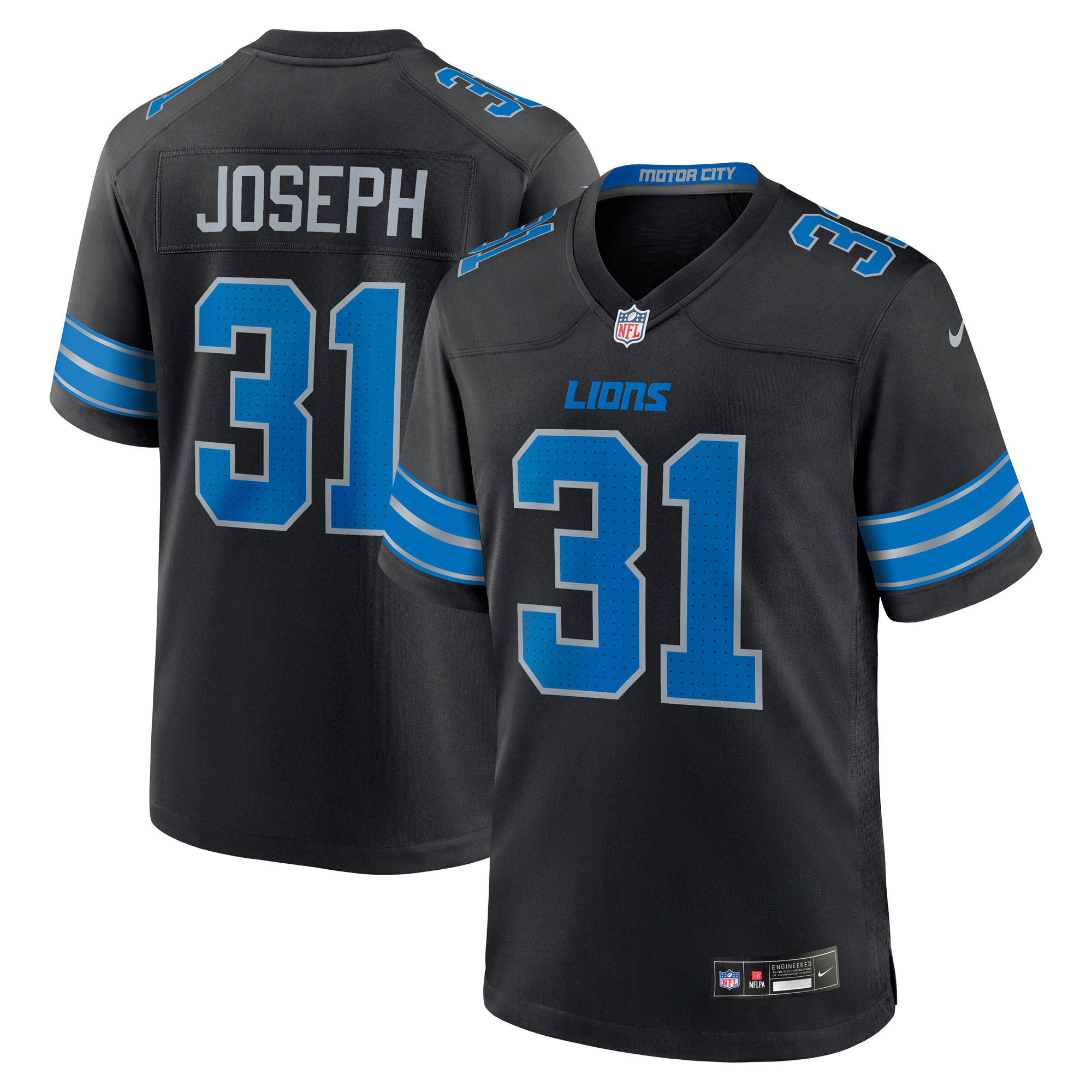 Men's Detroit Lions Kerby Joseph Black Alternate 2 Game Jersey Js5889