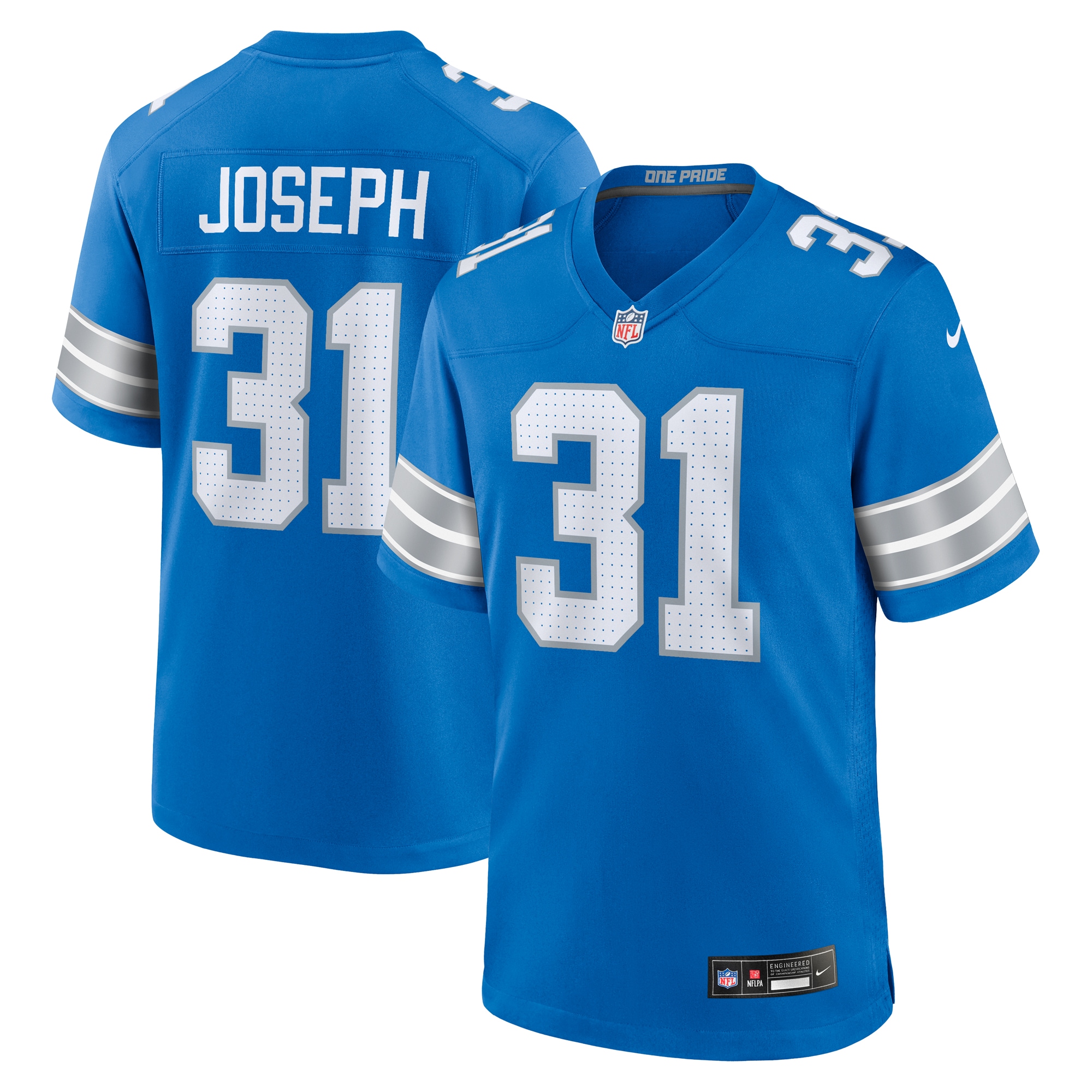 Men's Detroit Lions Kerby Joseph Blue Team Game Jersey Js3715