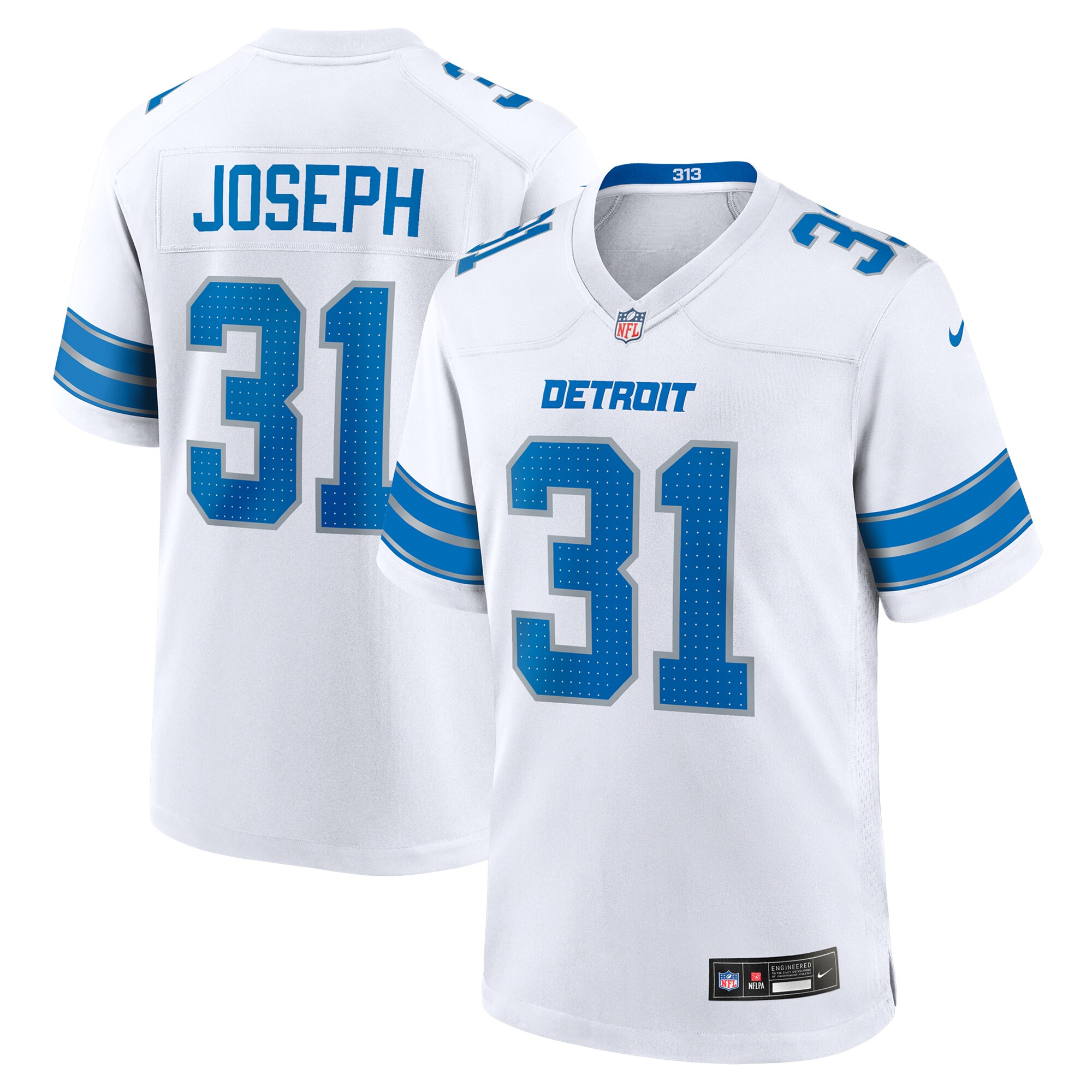 Men's Detroit Lions Kerby Joseph White Game Jersey Js4831