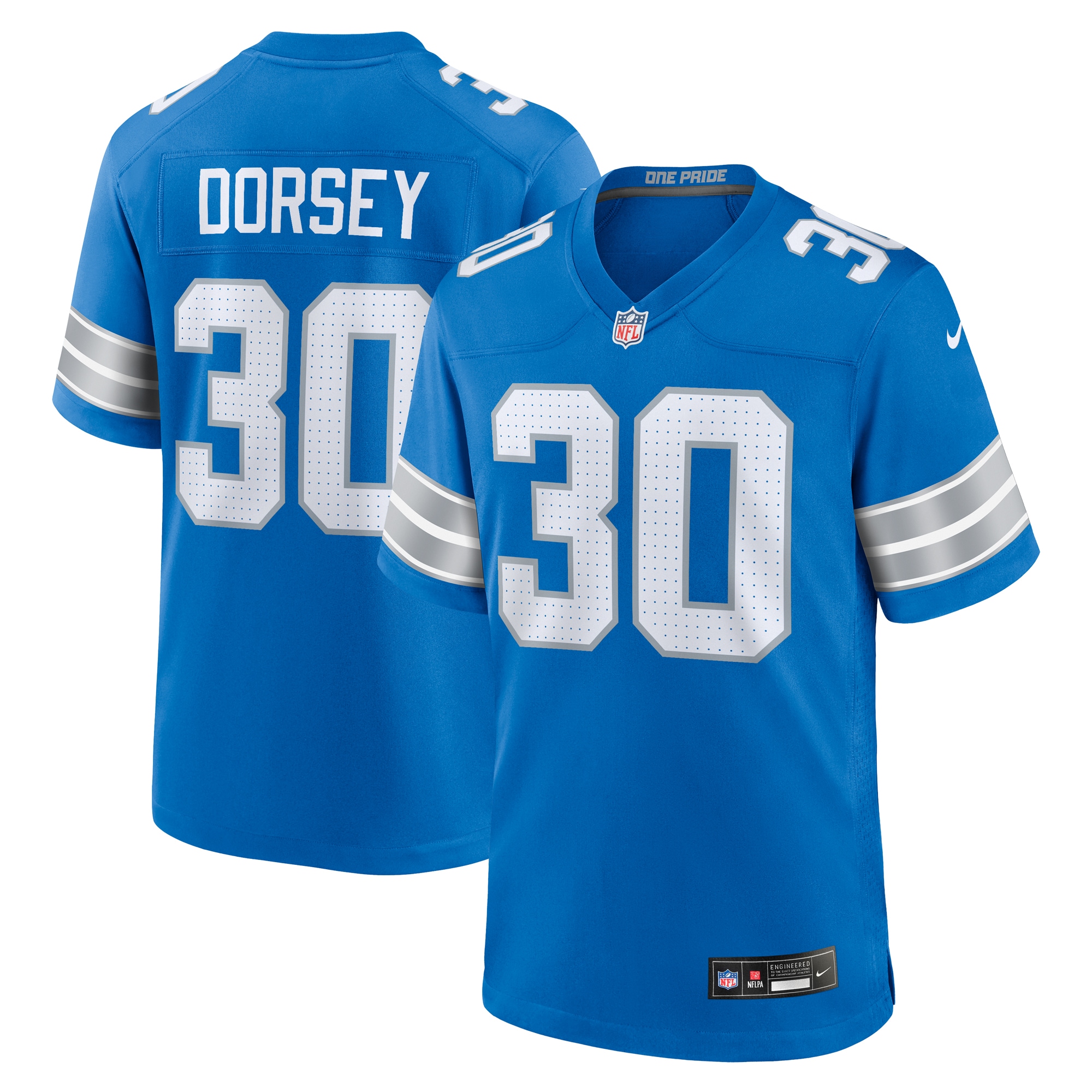 Men's Detroit Lions Khalil Dorsey Blue Team Game Jersey Js5063