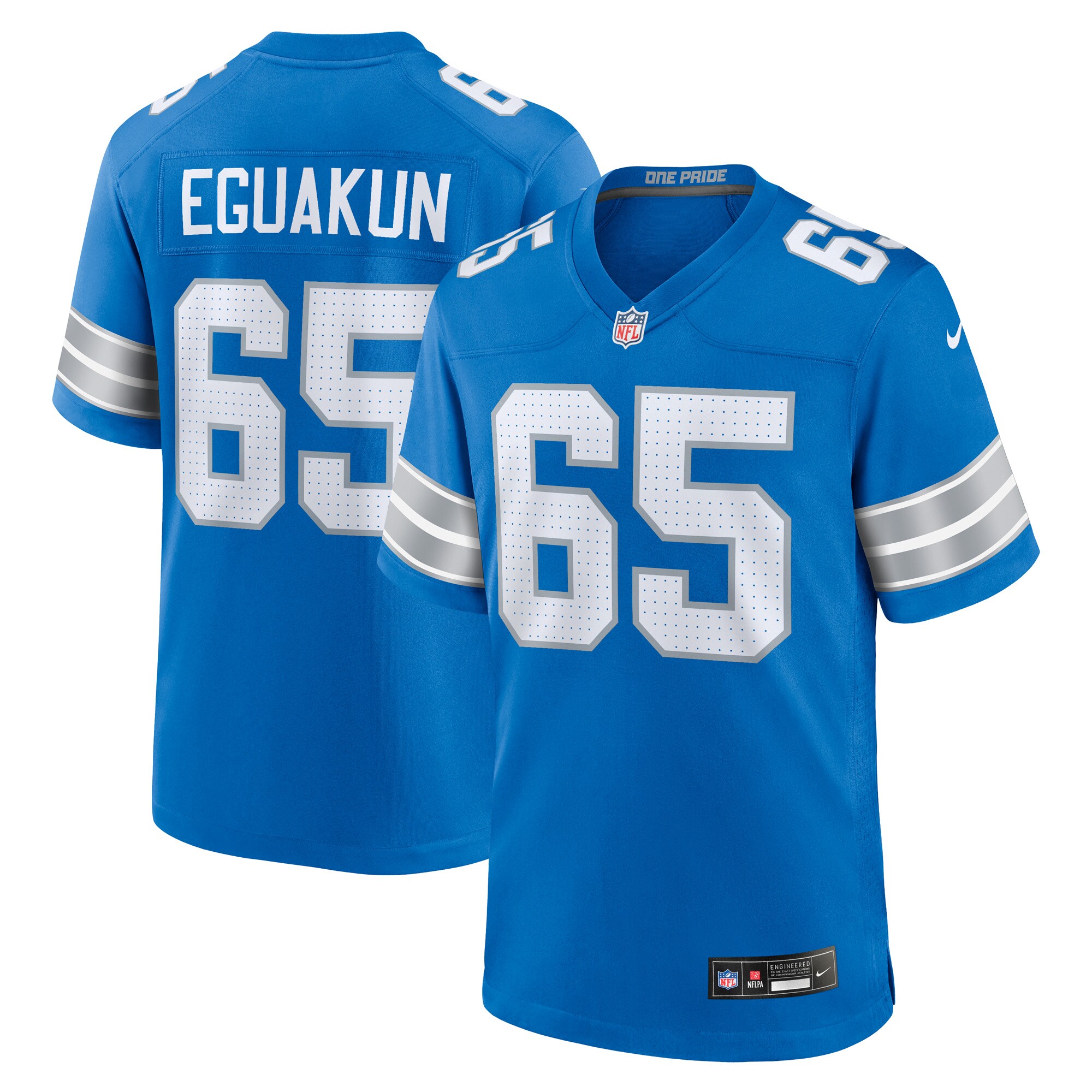 Men's Detroit Lions Kingsley Eguakun Blue Game Jersey Js7518
