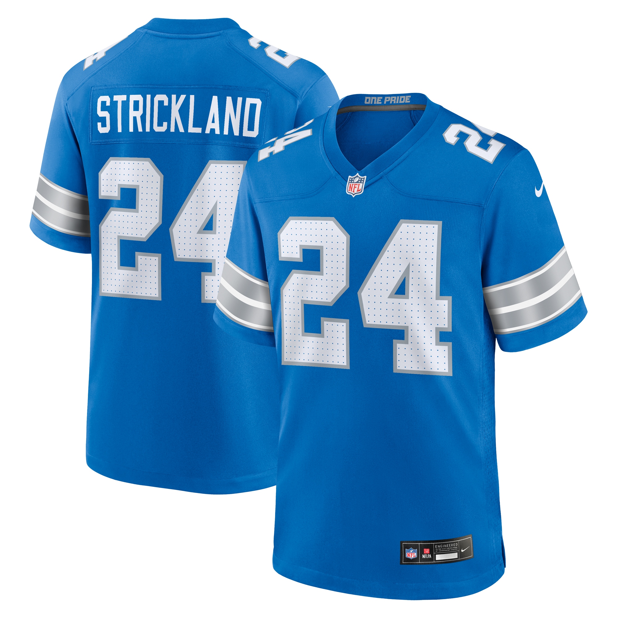 Men's Detroit Lions Loren Strickland Blue Team Game Jersey Js9395
