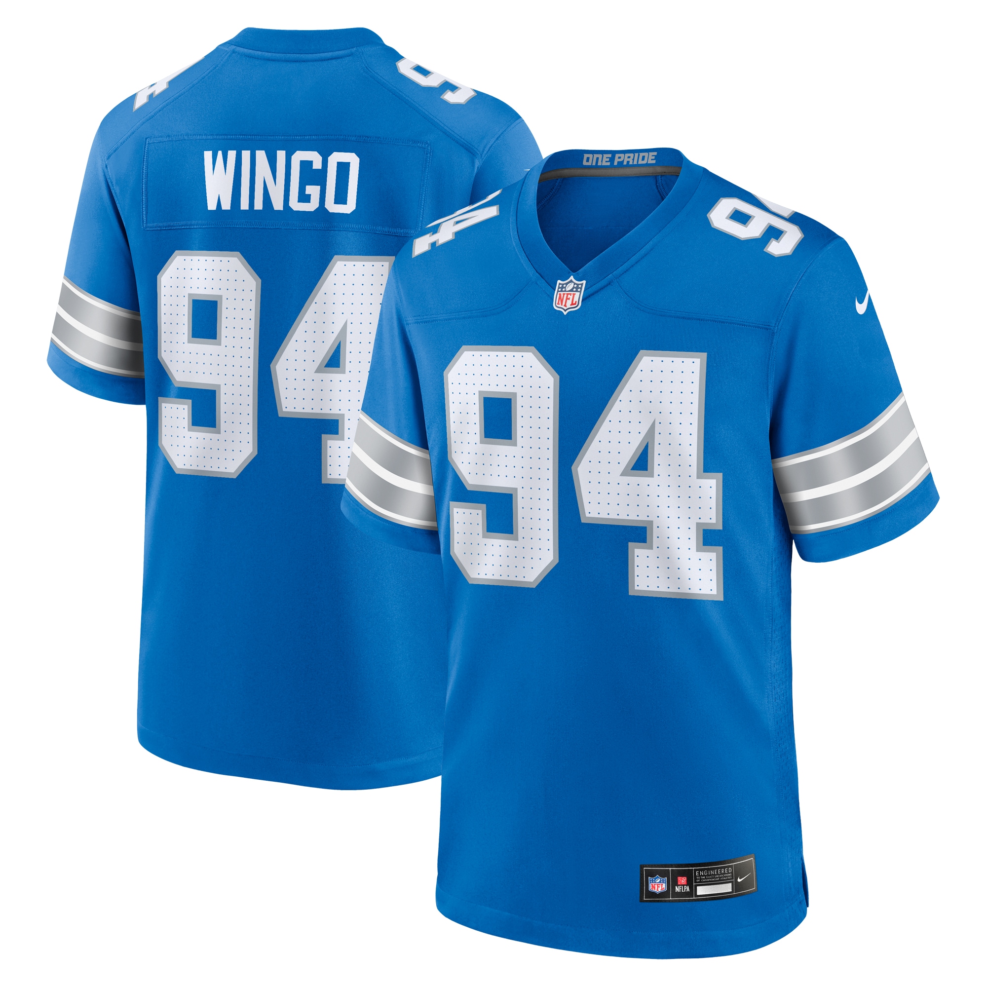 Men's Detroit Lions Mekhi Wingo Blue Team Game Jersey Js5501