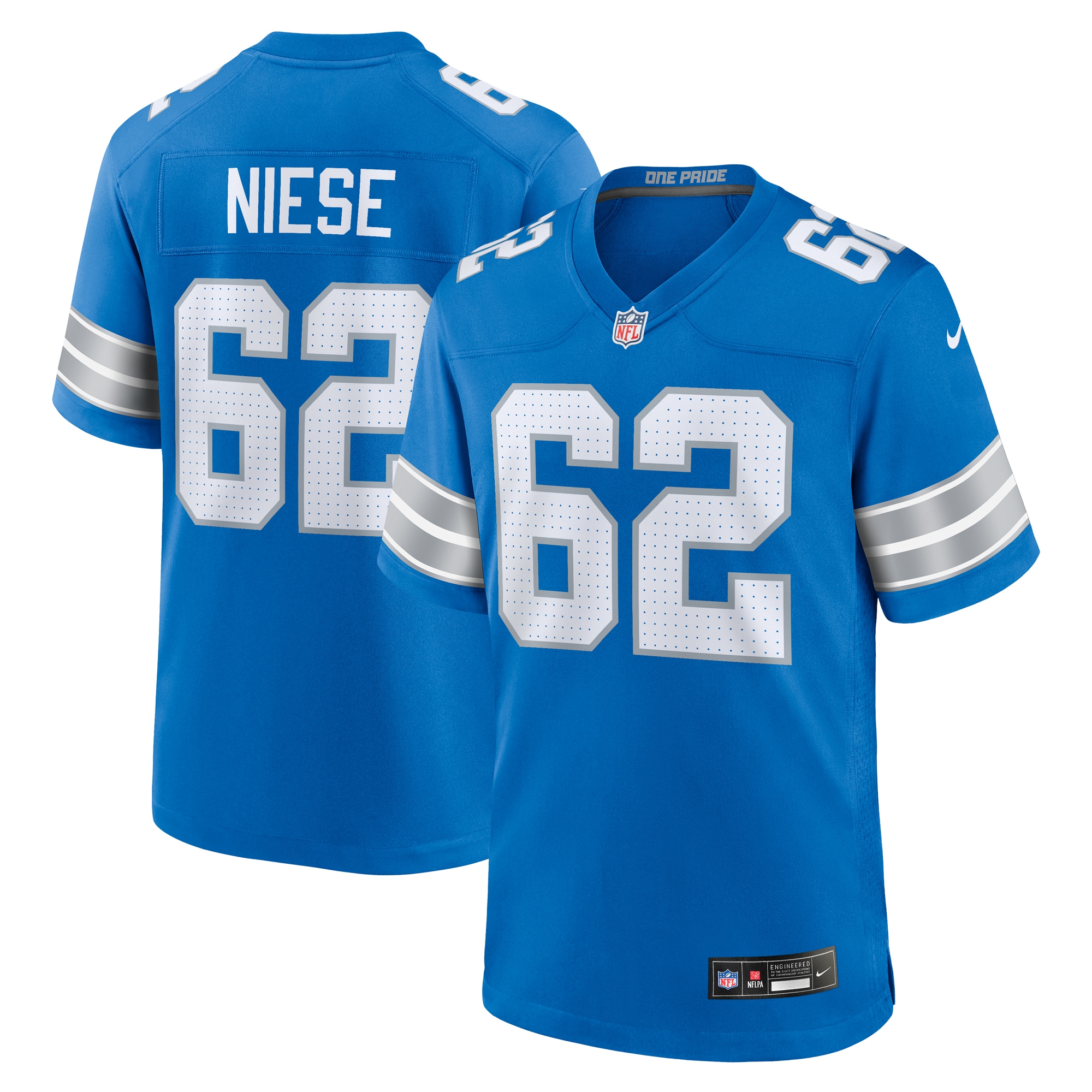 Men's Detroit Lions Michael Niese Blue Team Game Jersey Js4414