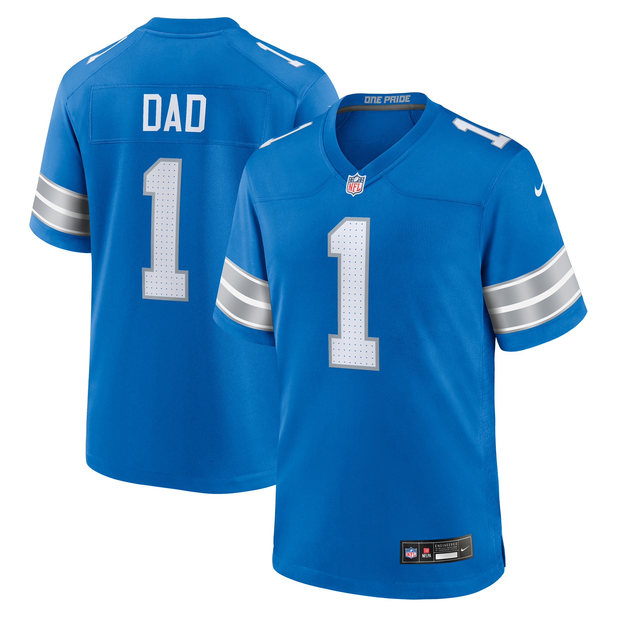 Men's Detroit Lions Number 1 Dad Blue Game Jersey Js2424