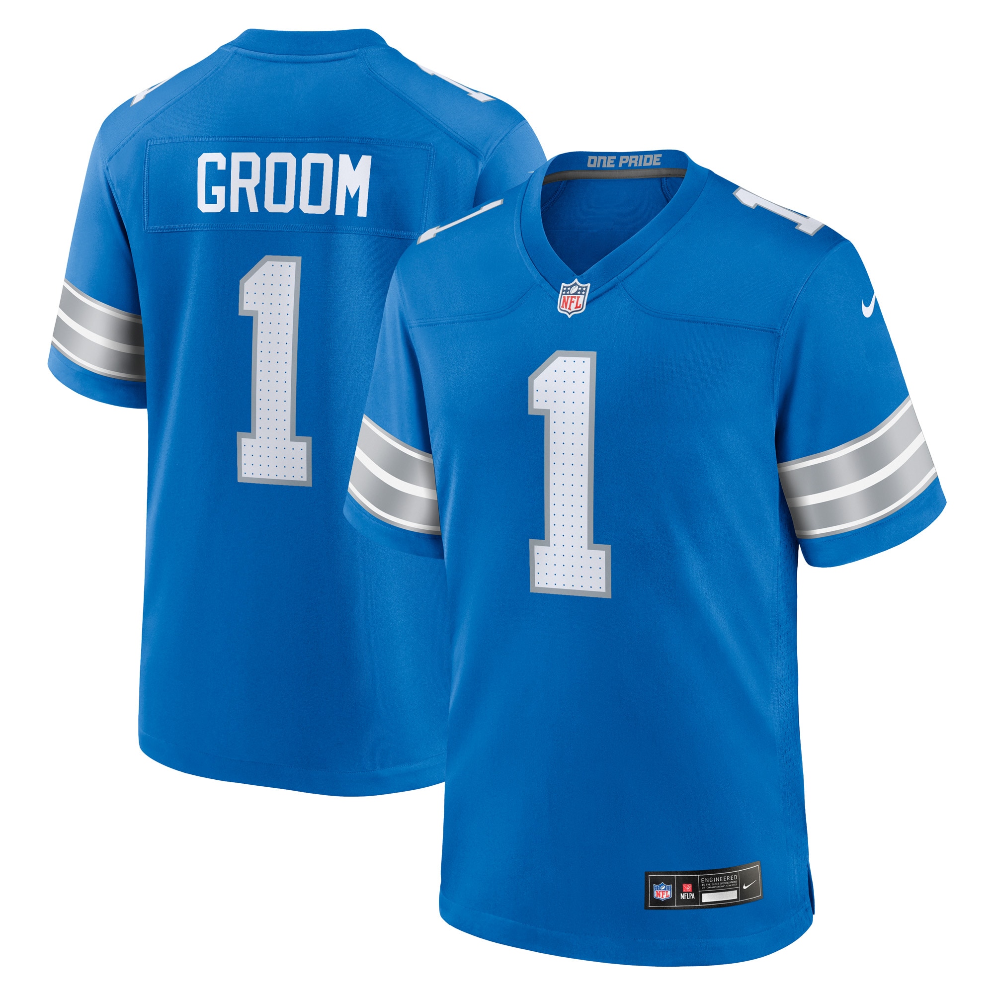 Men's Detroit Lions Number 1 Groom Blue Game Jersey Js3498