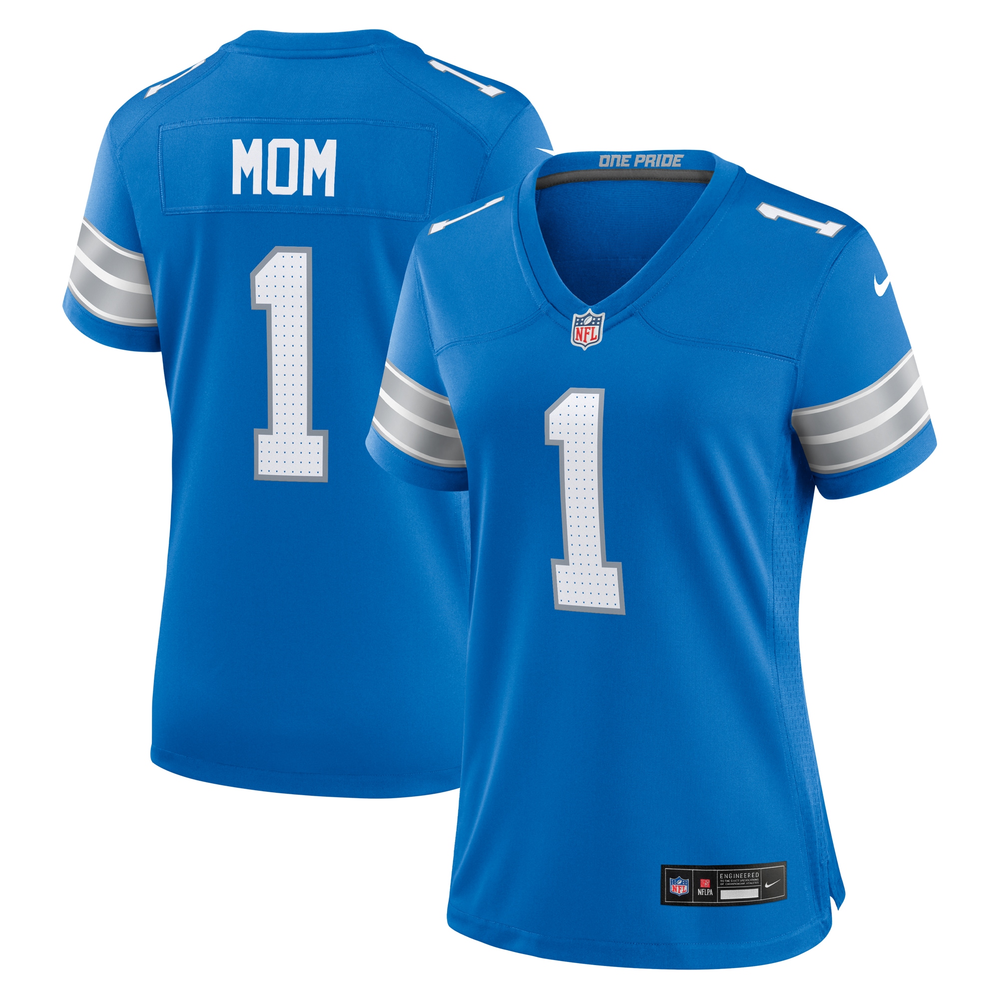 Men's Detroit Lions Number 1 Mom Blue Game Jersey Js6539