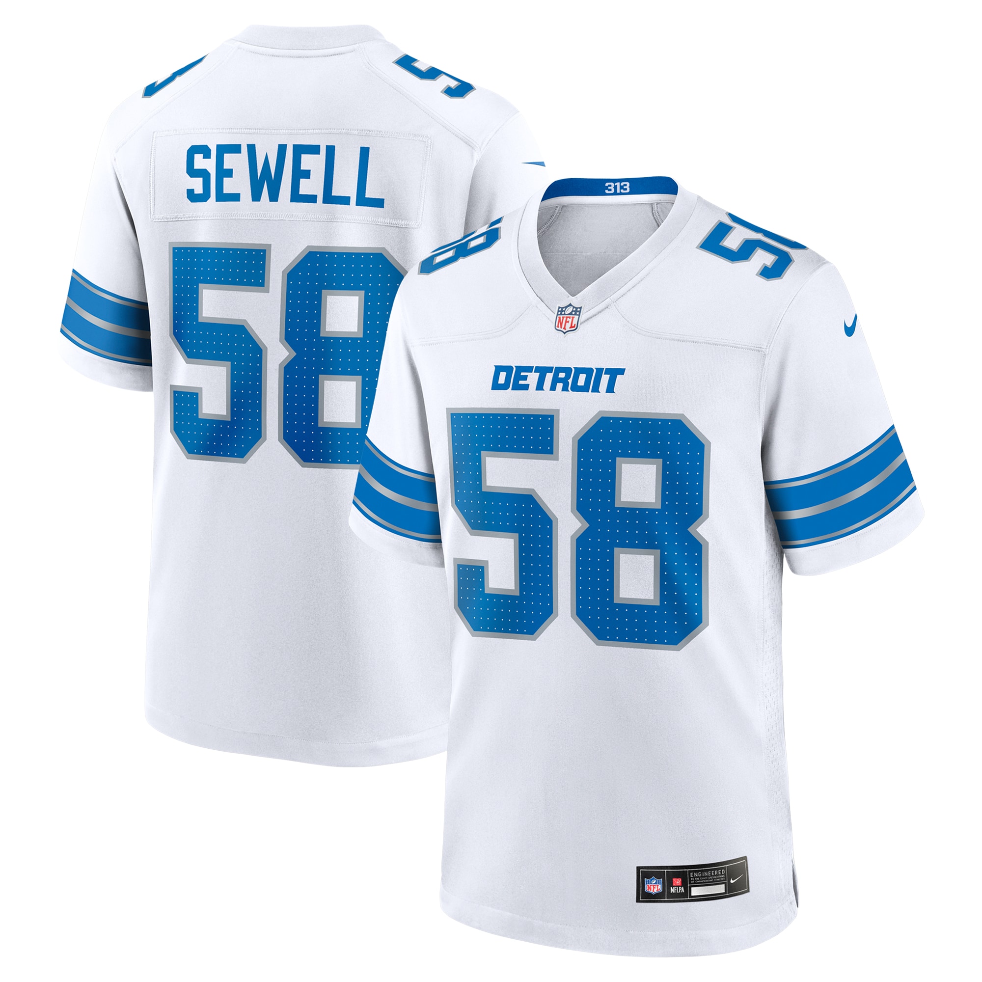 Men's Detroit Lions Penei Sewell White Game Jersey Js5039