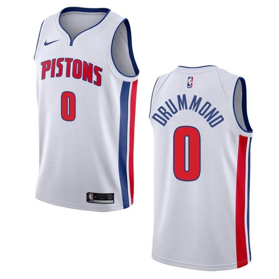 Men's Detroit Pistons 0 Andre Drummond Association Swingman Jersey - White