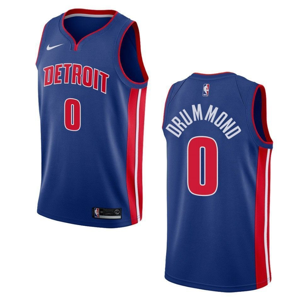 Men's Detroit Pistons 0 Andre Drummond Icon Swingman Jersey - Blue