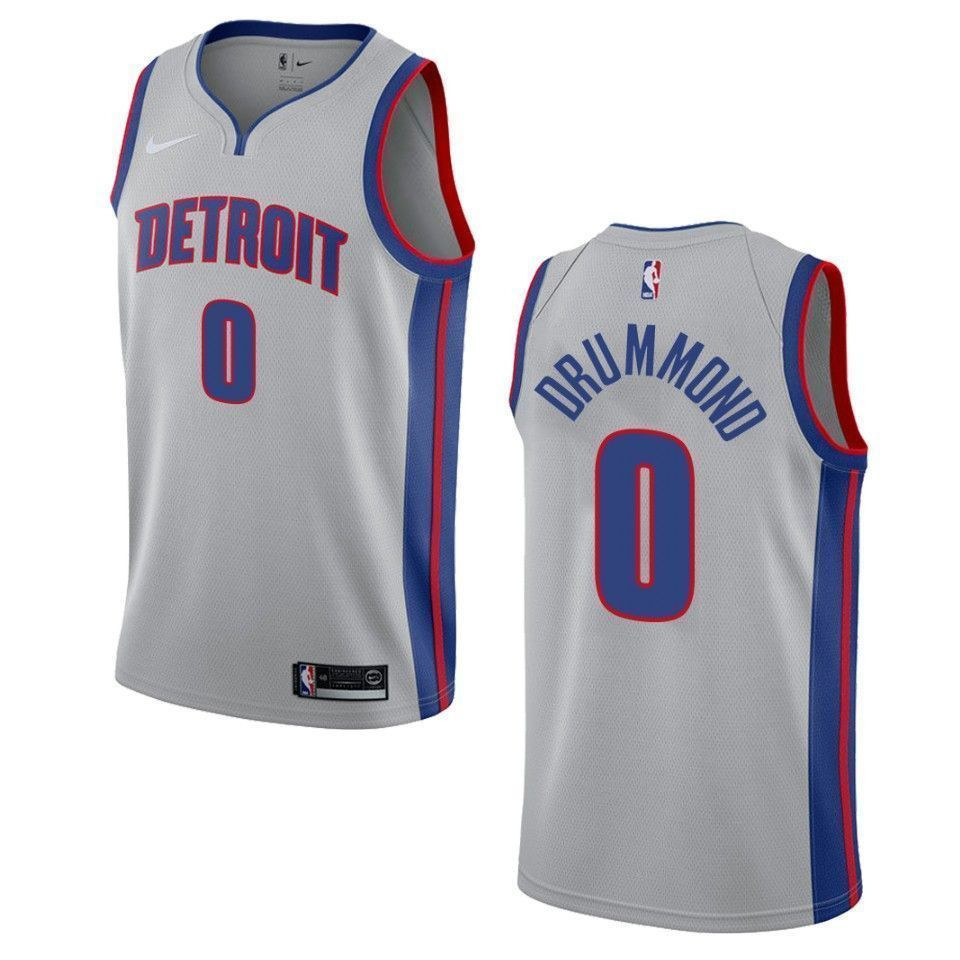 Men's Detroit Pistons 0 Andre Drummond Statement Swingman Jersey - Gray