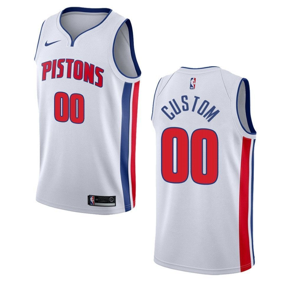 Men's Detroit Pistons 00 Custom Association Swingman Jersey - White