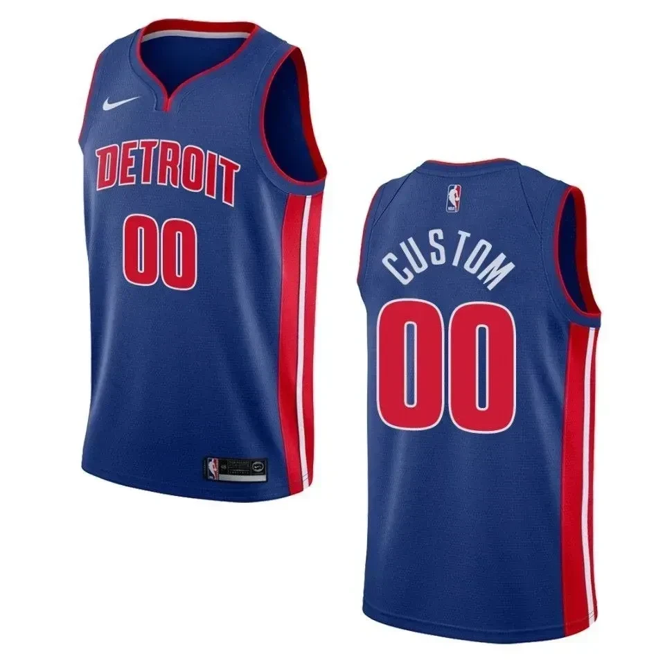Men's Detroit Pistons 00 Custom Icon Swingman Jersey - Blue