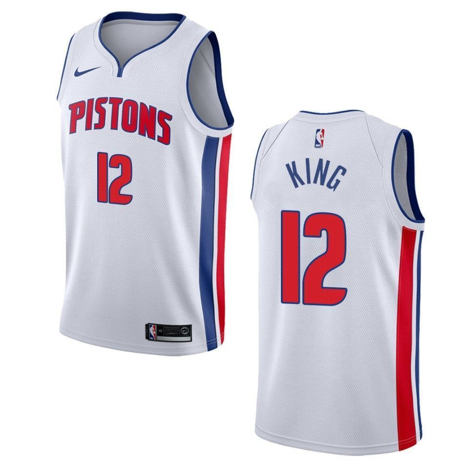 Men's Detroit Pistons 12 Louis King Association Swingman Jersey - White